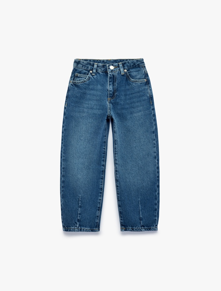 Kız Çocuk Pamuklu Loose Fit Denim Pantolon