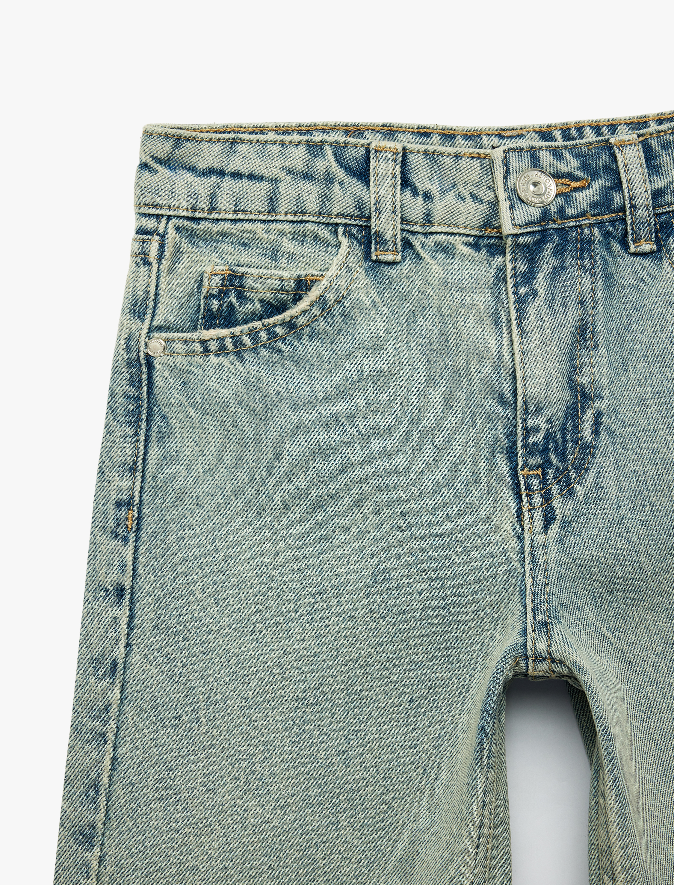  Kız Çocuk Pamuklu Geniş Paça Denim Pantolon