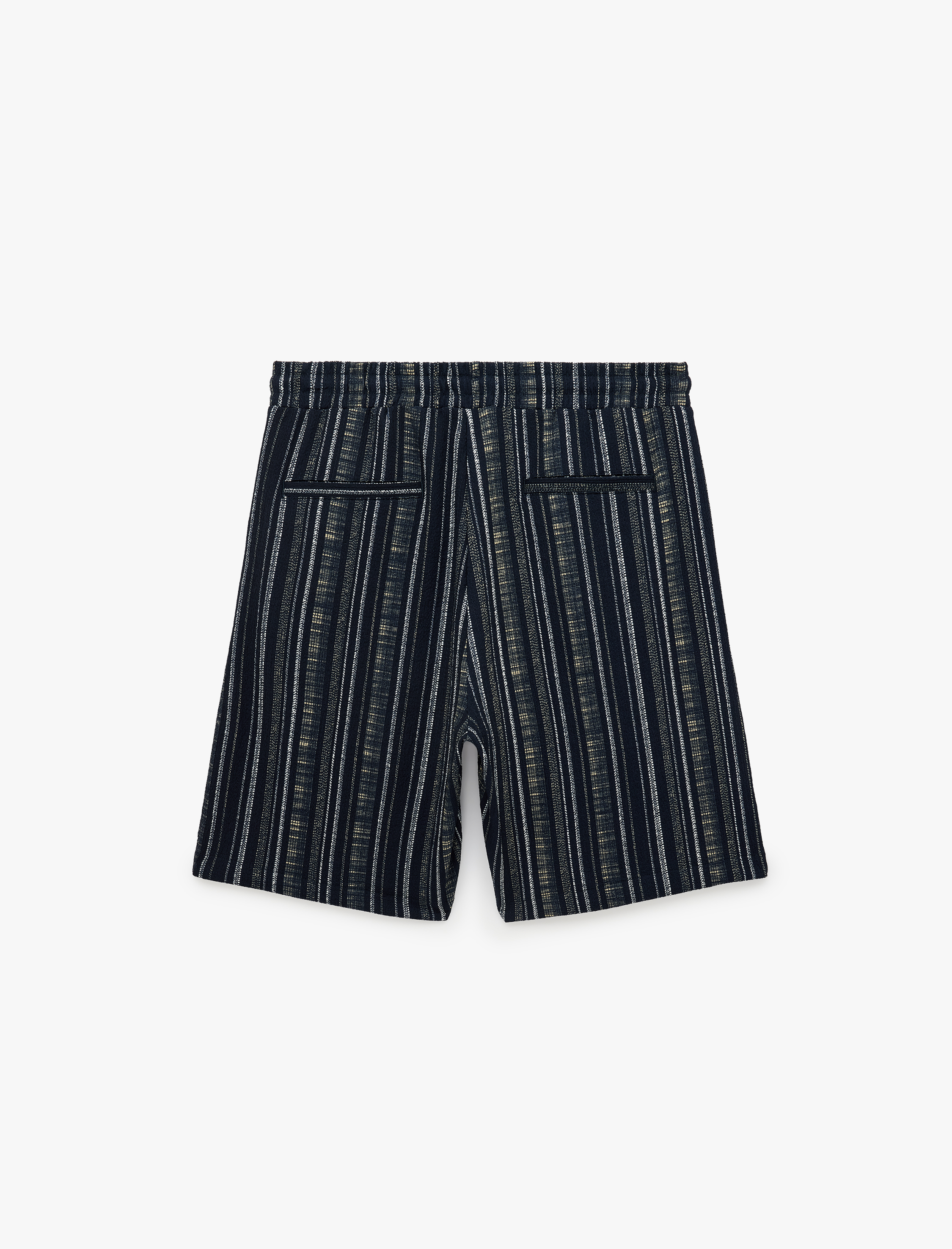  Regular Fit Cepli Çizgili Beli Bağcıklı Şort