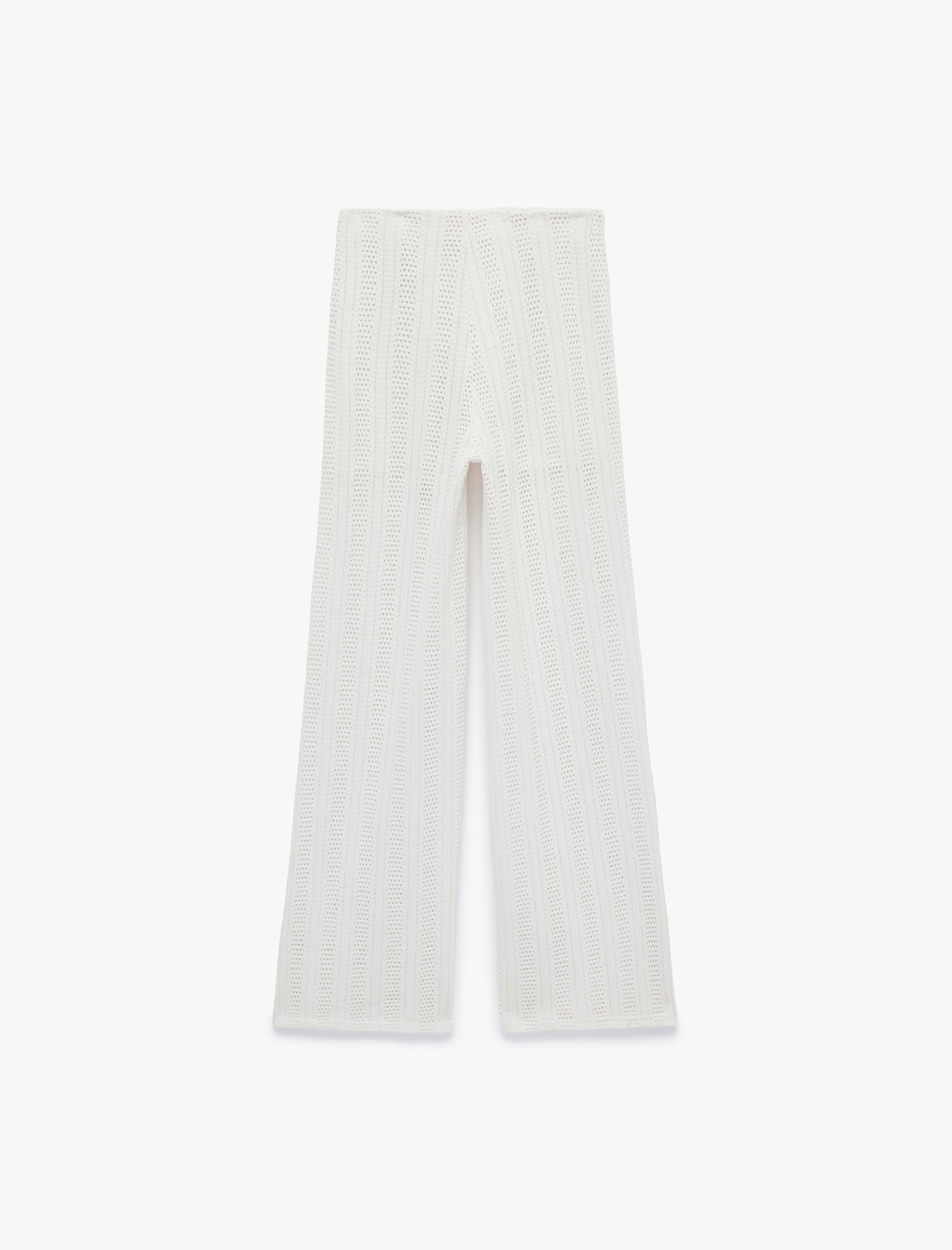   Koton X Şahika Ercümen - Slim Fit Düz Bol Paça Kroşe File Pantolon