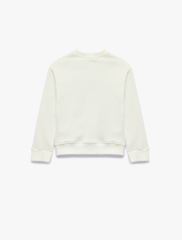 Kız Çocuk Bisiklet Yaka Uzun Kollu Baskılı Sweatshirt