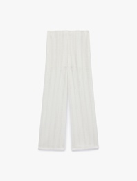 Koton X Şahika Ercümen - Slim Fit Düz Bol Paça Kroşe File Pantolon