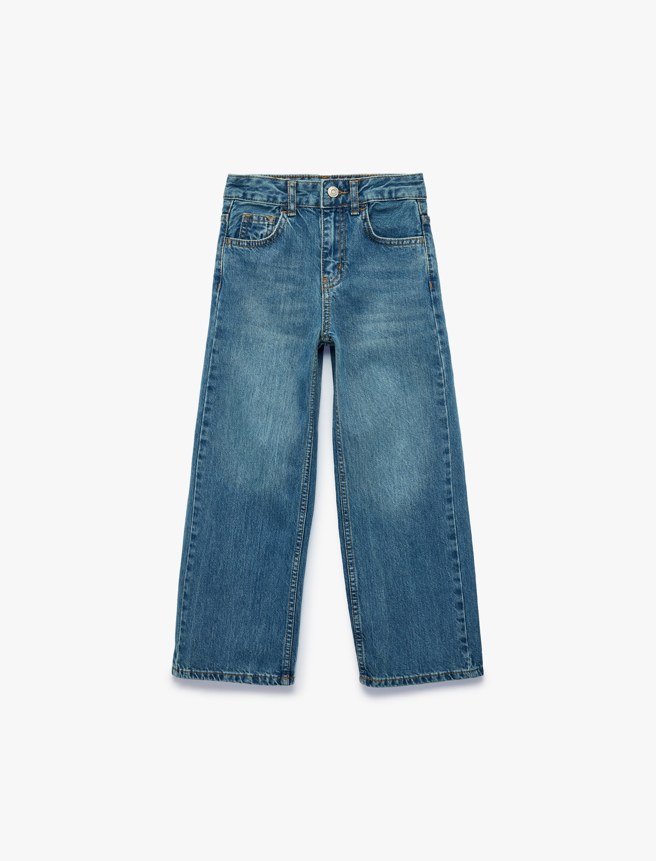  Kız Çocuk Pamuklu Mom Fit Denim Pantolon