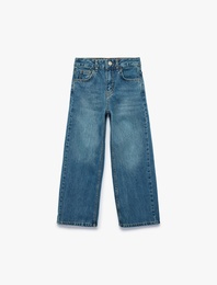 Pamuklu Mom Fit Denim Pantolon