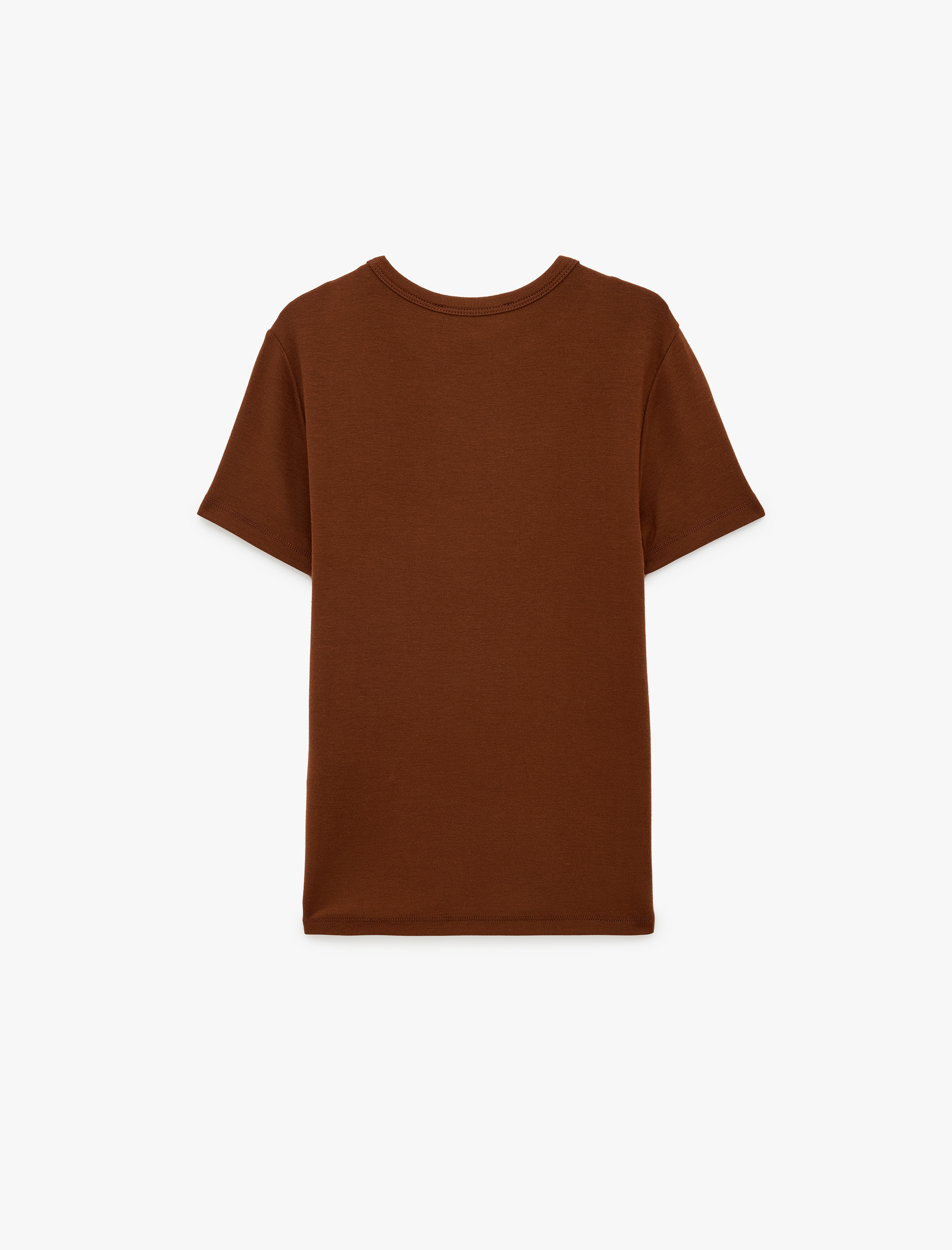   Viskon Kumaş Ribanalı Slim Fit Kısa Kollu Bisiklet Yaka Basic Tişört