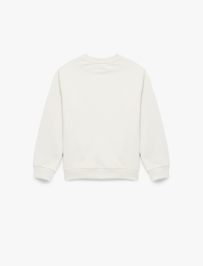 Erkek Çocuk Pamuklu Uzun Kollu Bisiklet Yaka Baskılı Şardonlu Sweatshirt