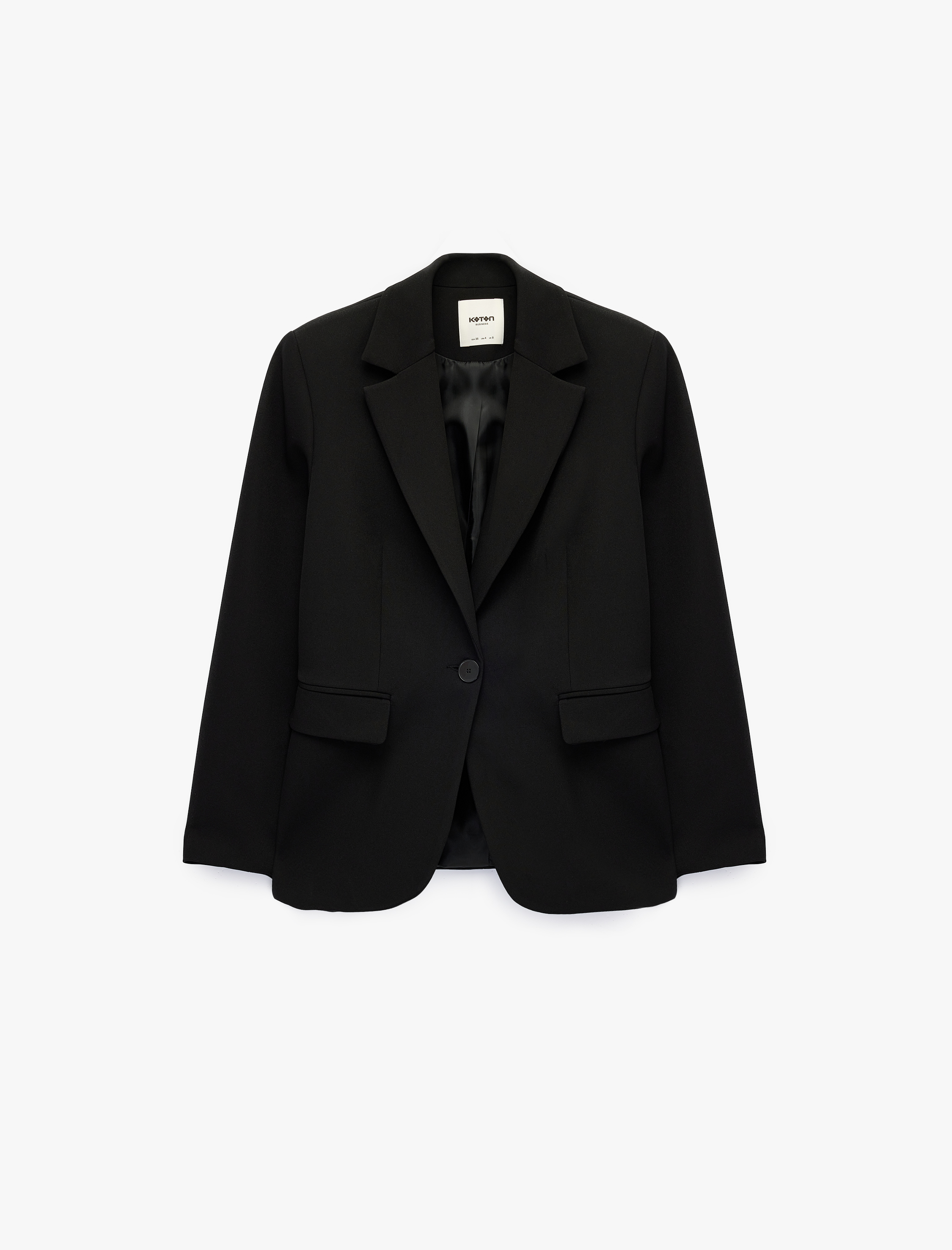   Geniş Yaka Düğmeli Cep Detaylı Blazer Ceket
