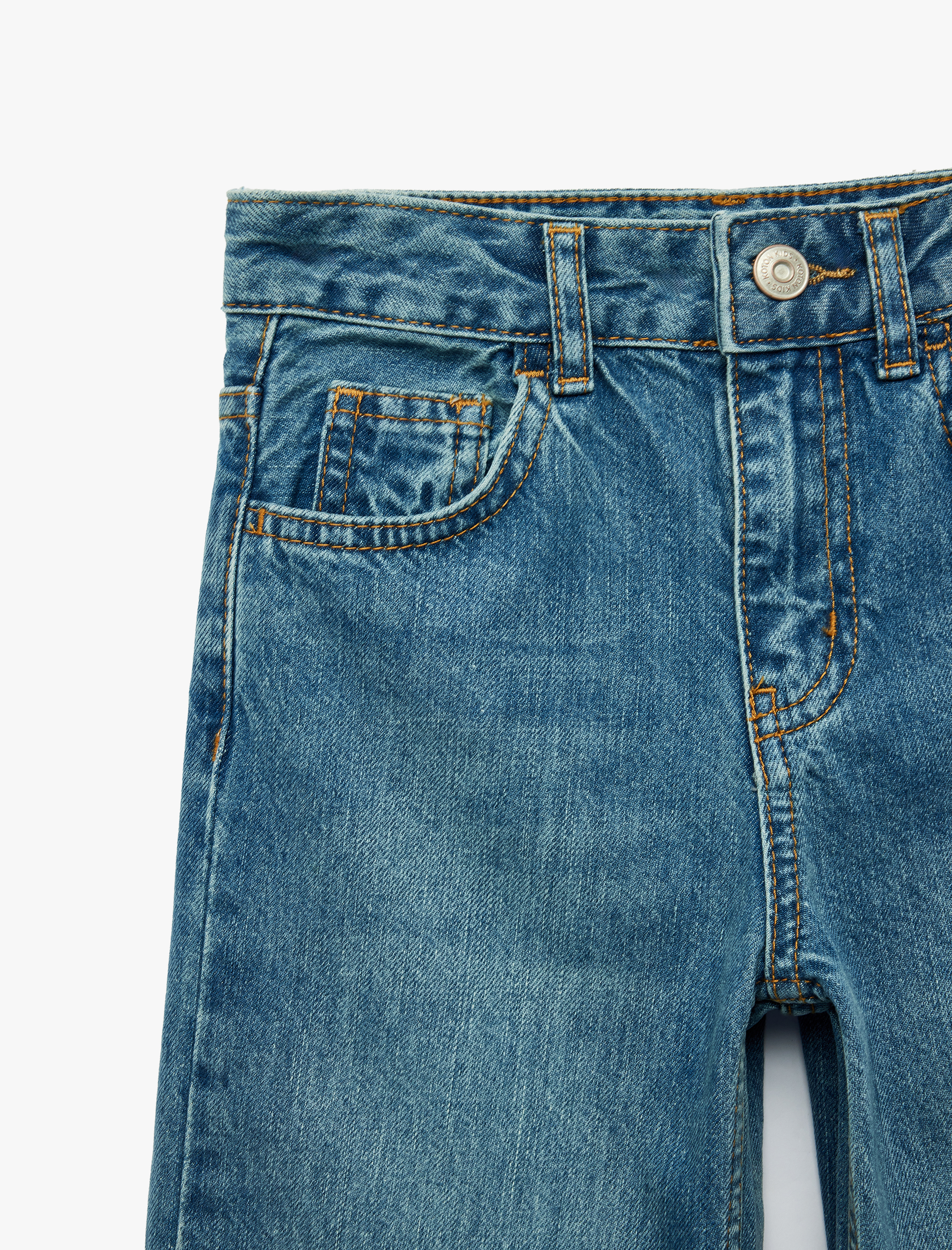  Kız Çocuk Pamuklu Mom Fit Denim Pantolon