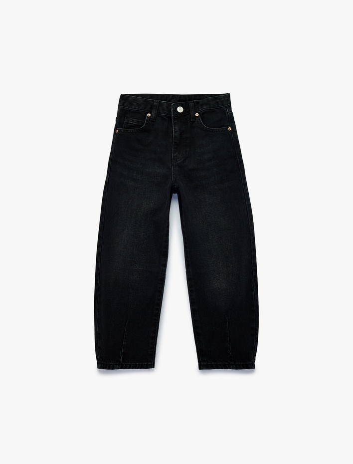 Kız Çocuk Pamuklu Loose Fit Denim Pantolon