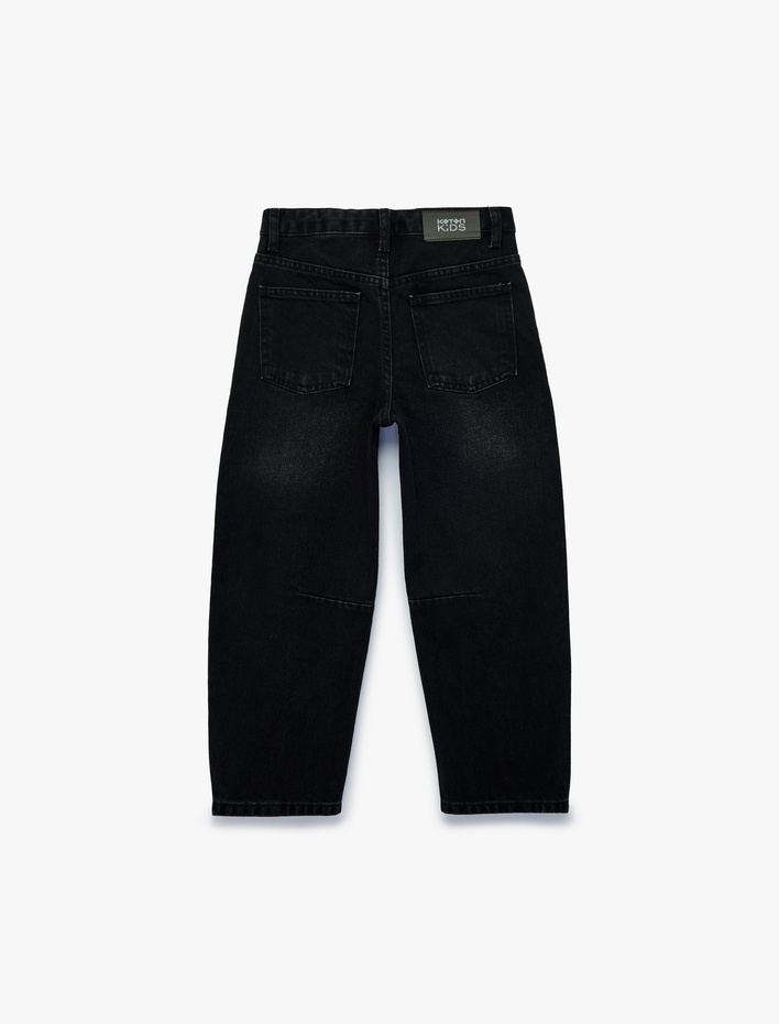 Kız Çocuk Pamuklu Loose Fit Denim Pantolon
