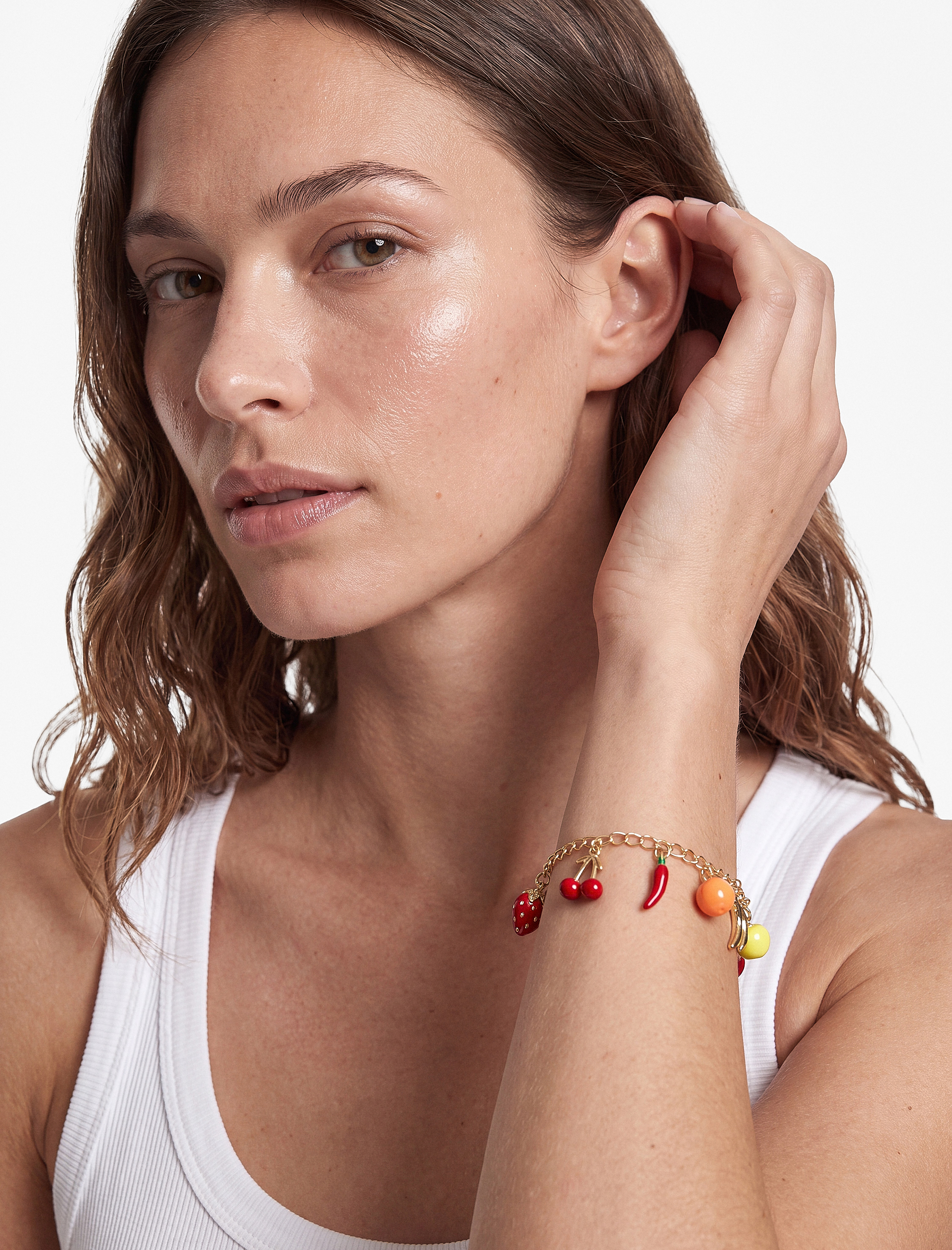  Kadın Meyve Detaylı Sallantılı Zincir Bileklik - Koton X Sibil Çetinkaya
