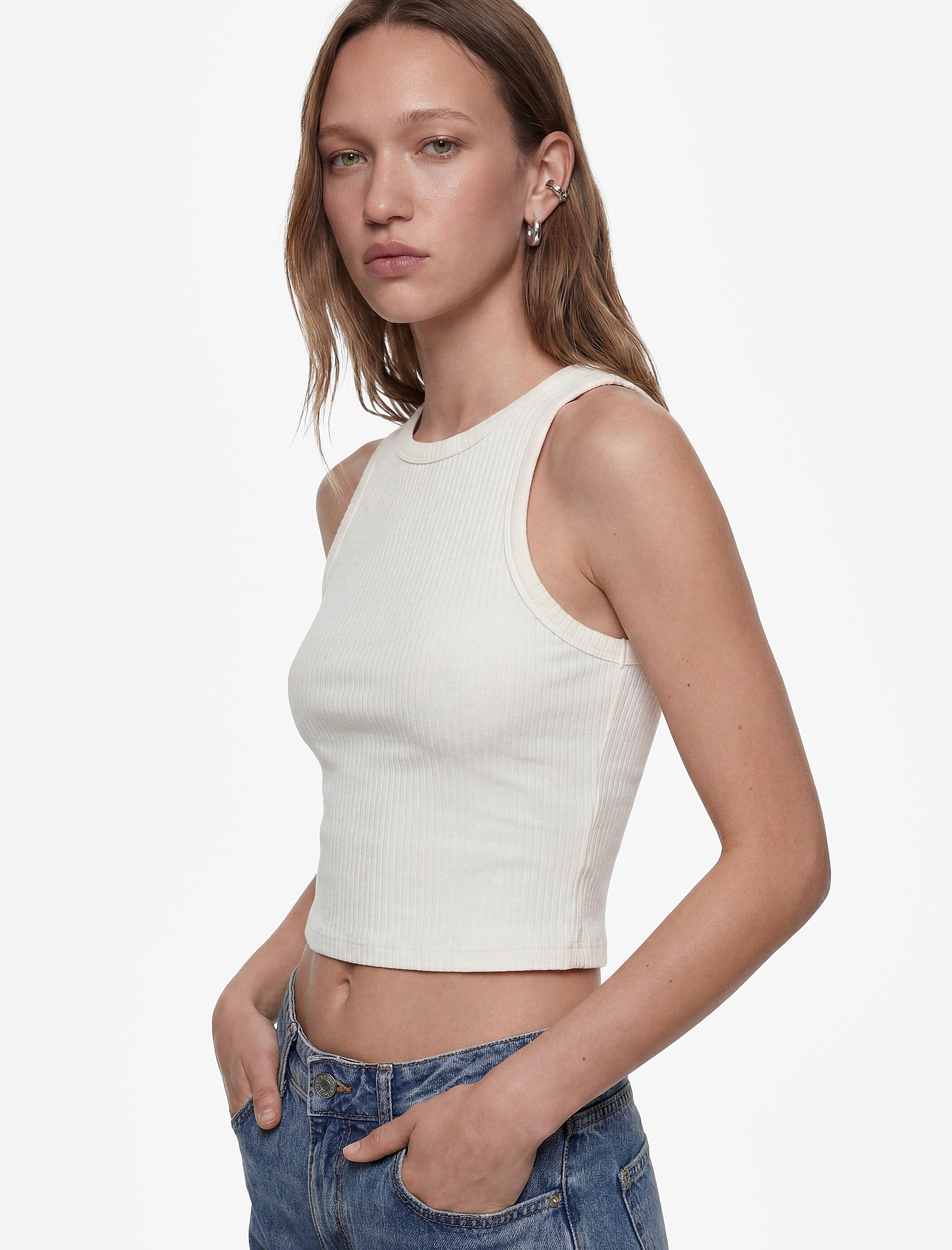   Pamuklu Slim Fit Kaşkorse Bisiklet Yaka Kolsuz Atlet