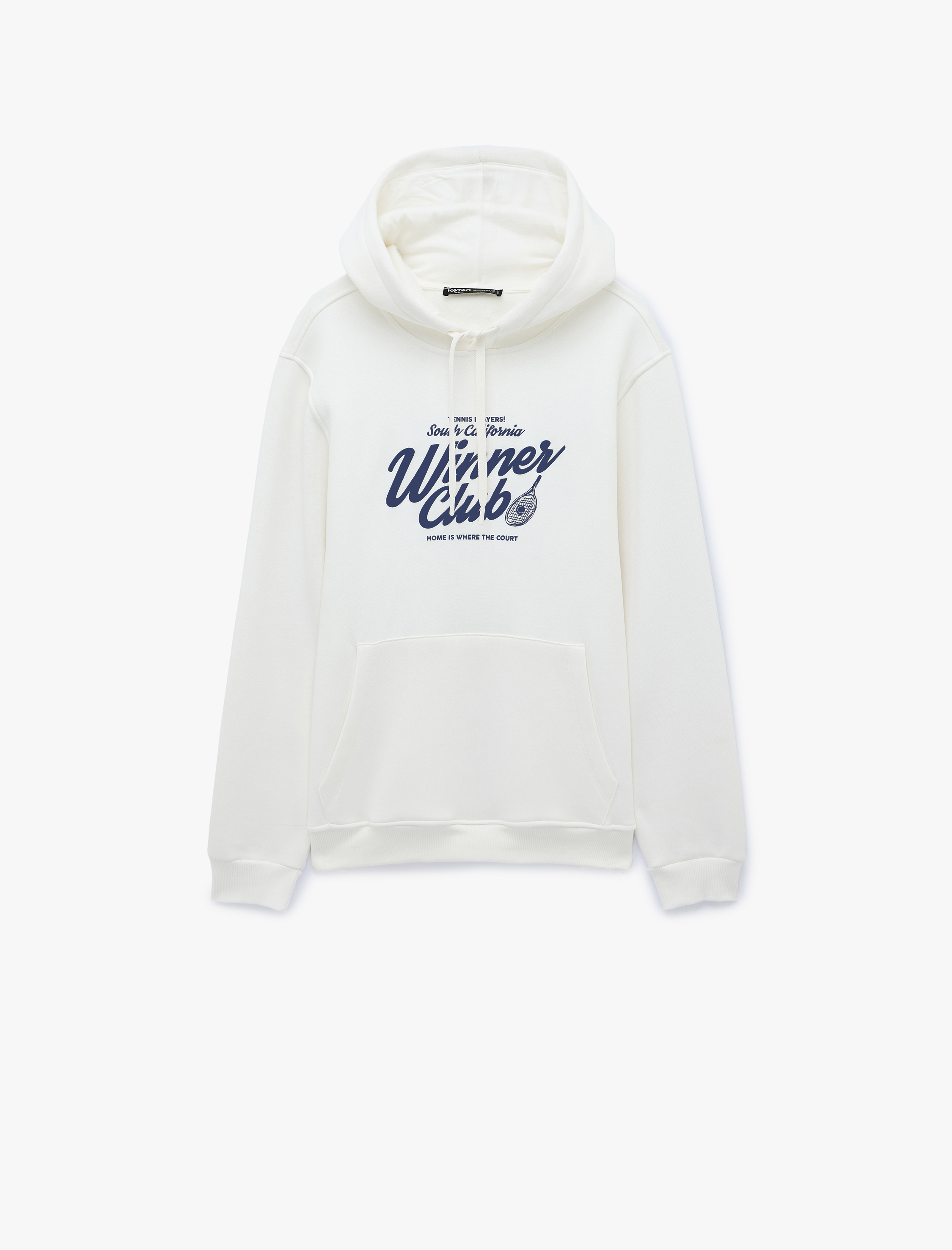   Regular Fit Uzun Kollu Kanguru Şardonlu Cepli Kapşonlu Baskılı Sweatshirt