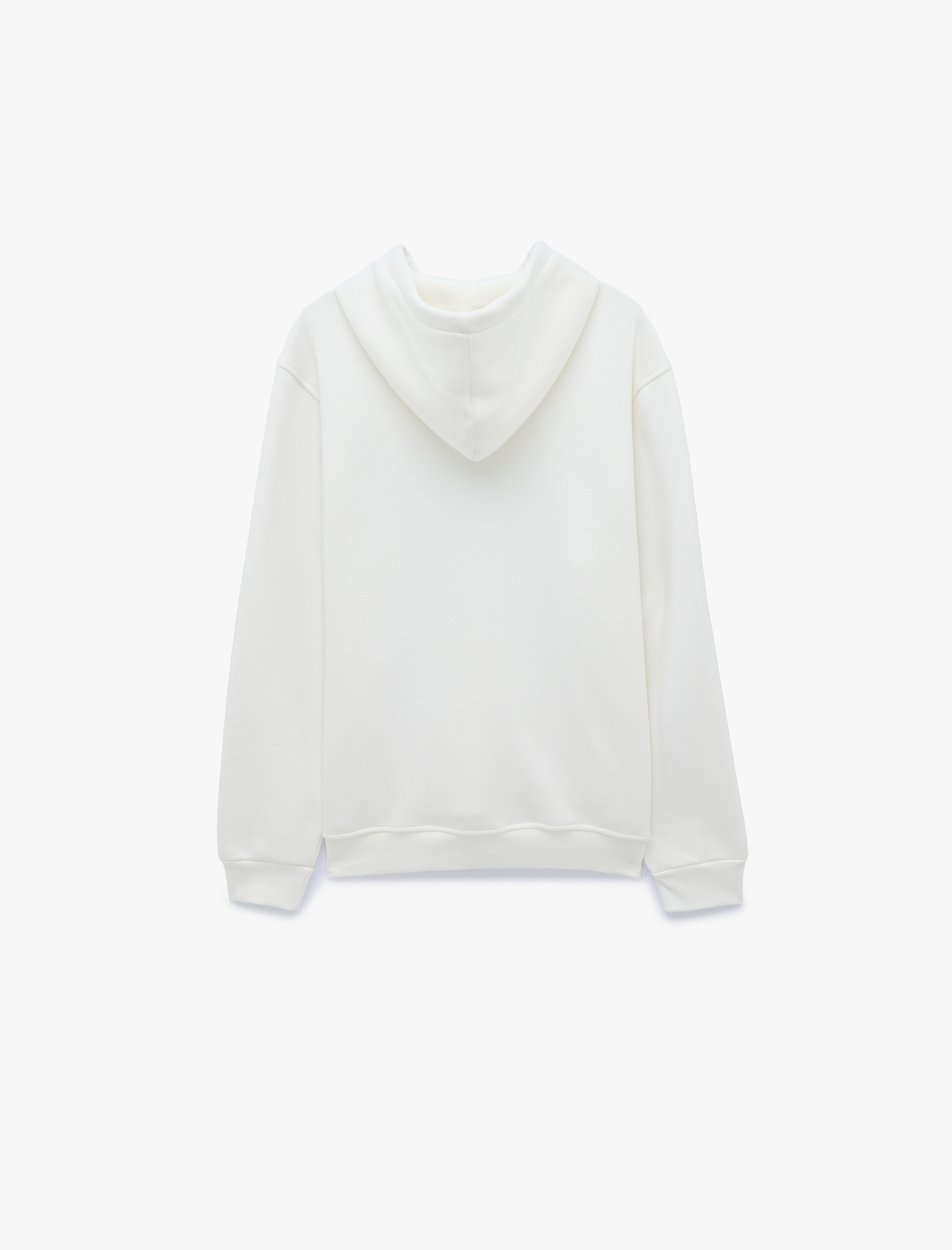   Regular Fit Uzun Kollu Kanguru Şardonlu Cepli Kapşonlu Baskılı Sweatshirt