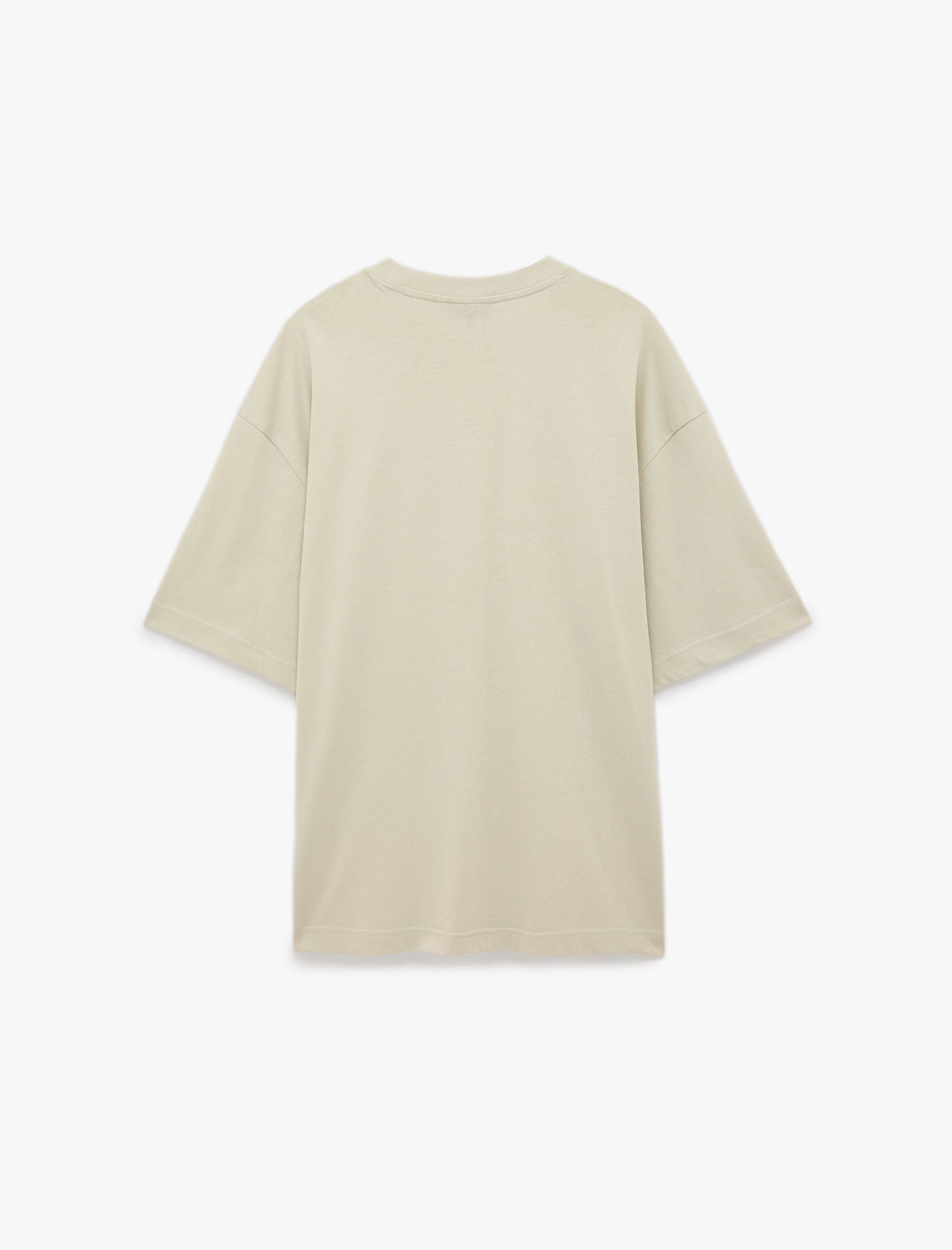   Pamuklu Kısa Kollu Bisiklet Yaka Basic Oversize Tişört