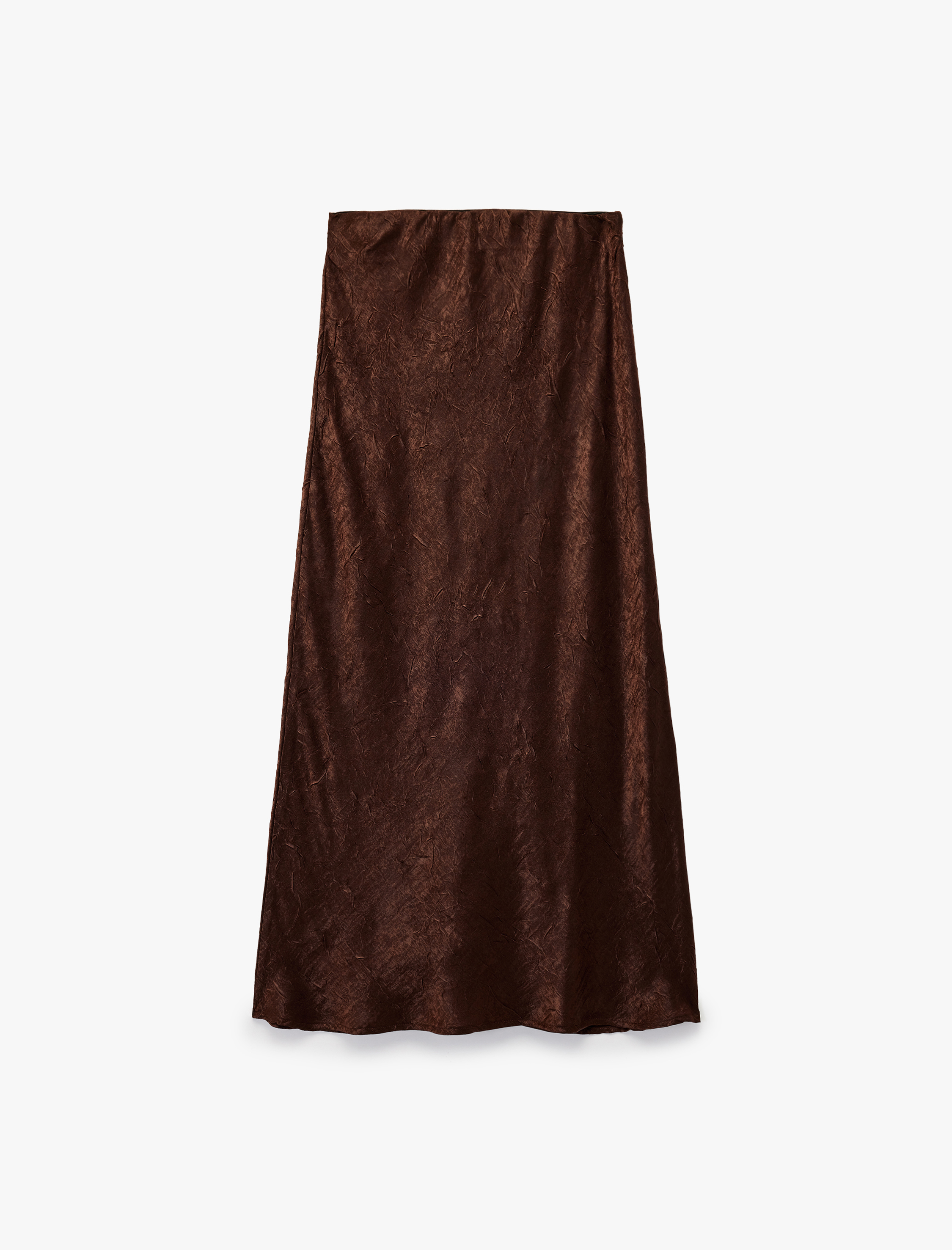   Balık Form Slim Fit Dokulu Saten Midi Etek
