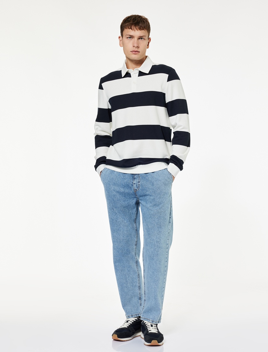 Koton Erkek Pamuklu Beli Bağcıklı Bol Baggy Jean Pantolon