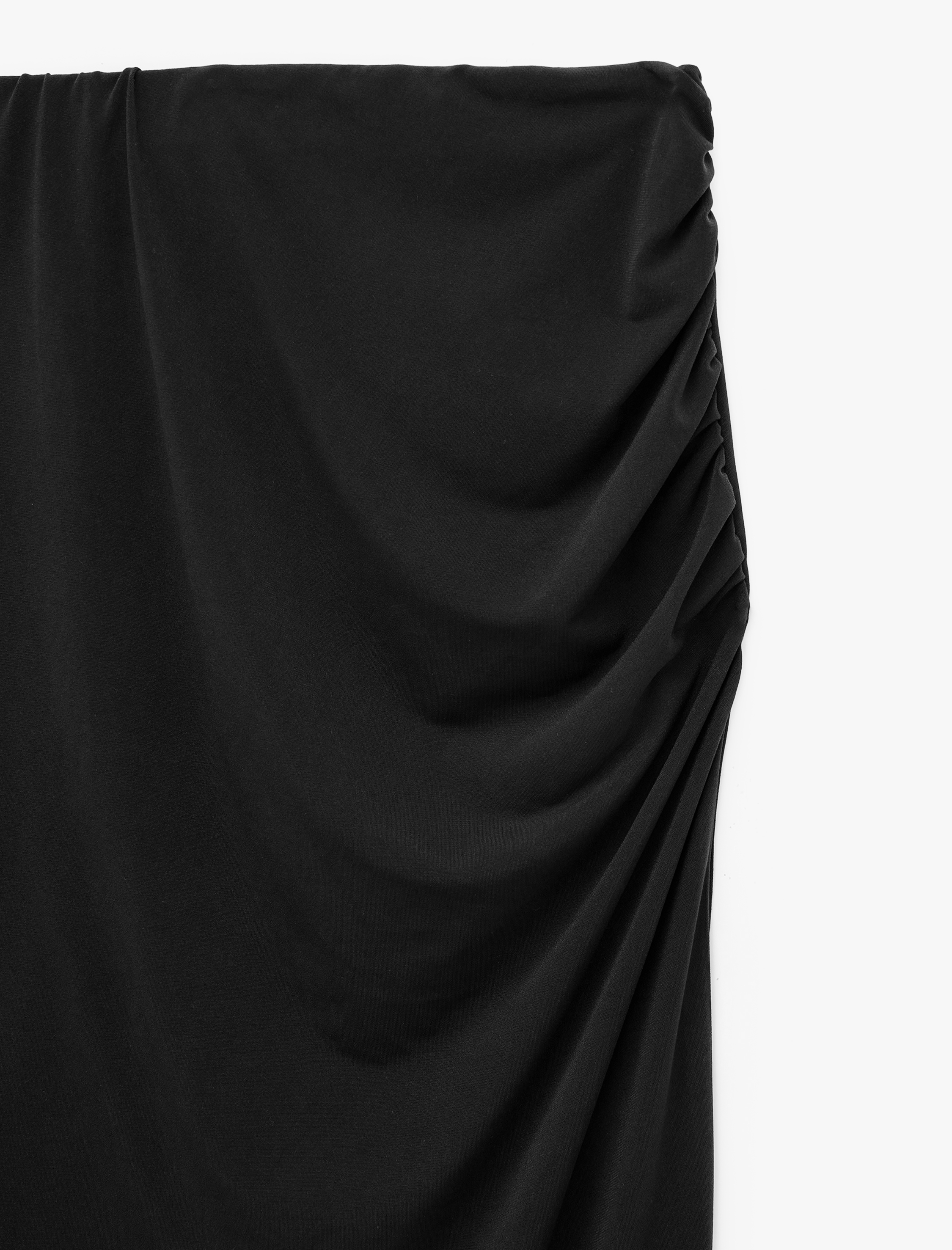   Sandy Kumaş Slim Fit Drape Detaylı Midi Etek