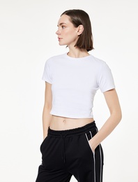 Slim Fit Kısa Kollu Pamuklu Bisiklet Yaka Spor Tişört