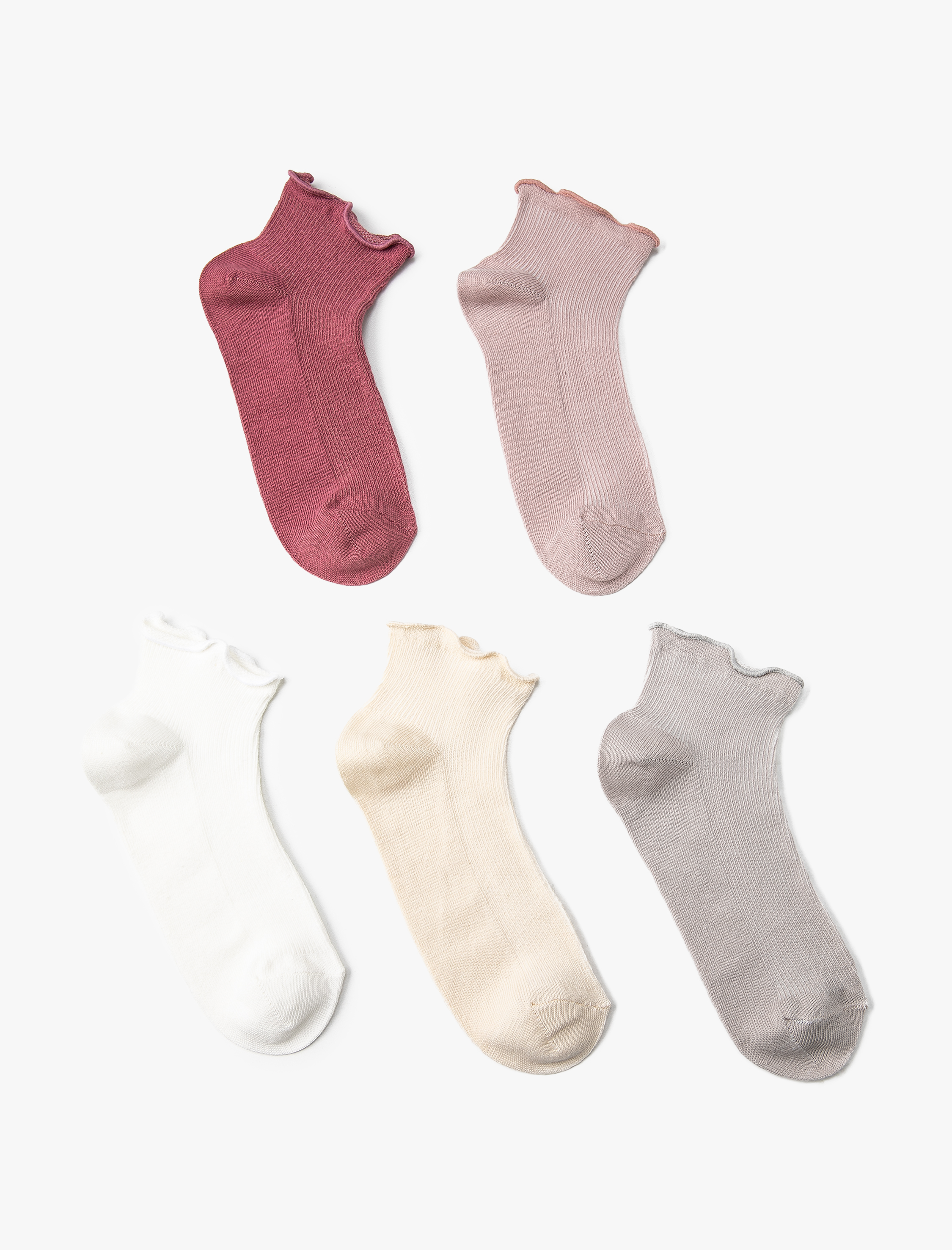  Kadın Pamuklu Fırfırlı 5'li Çorap Seti