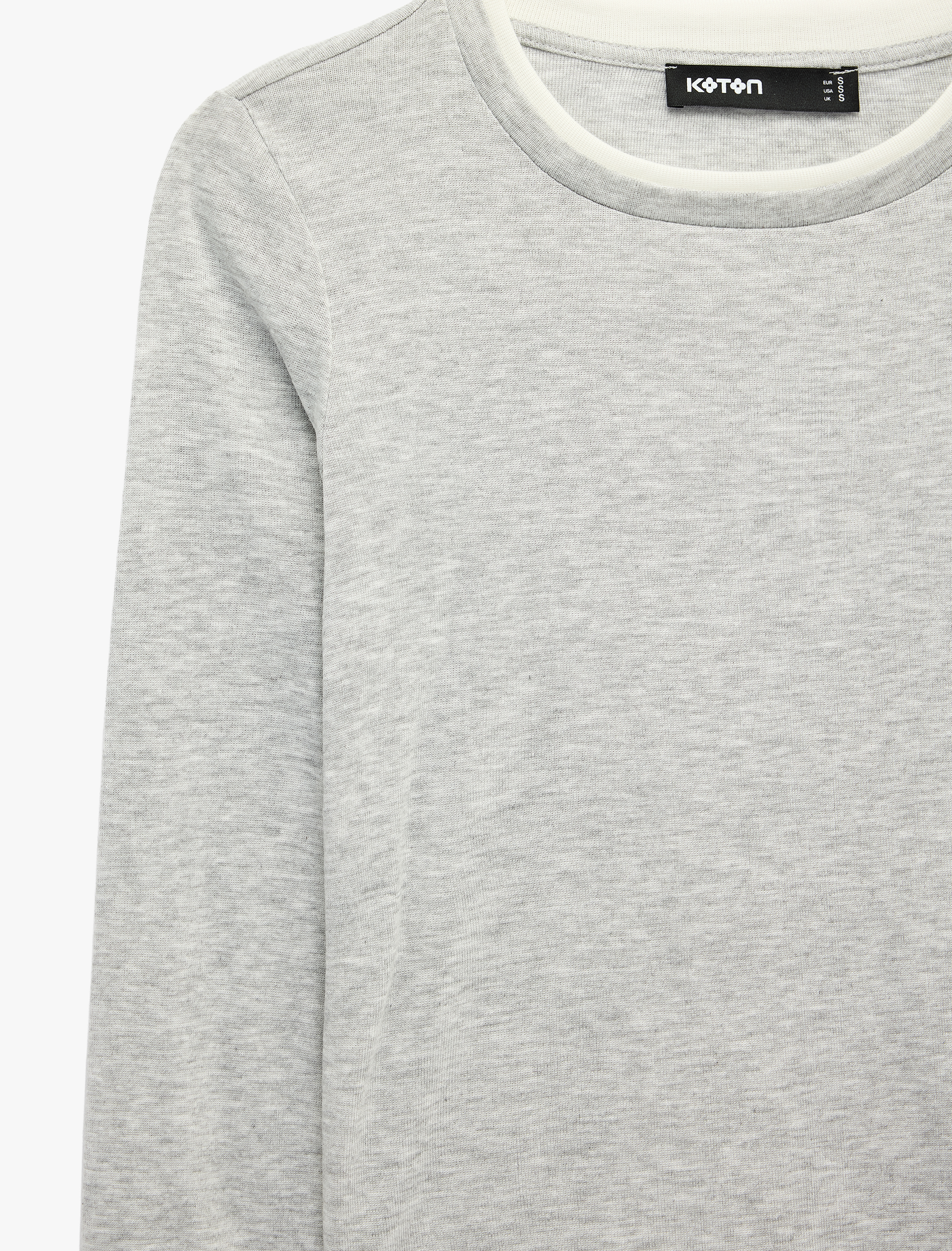   Slim Fit Renk Kontrastlı Katmanlı Uzun Kollu Bisiklet Yaka Tişört