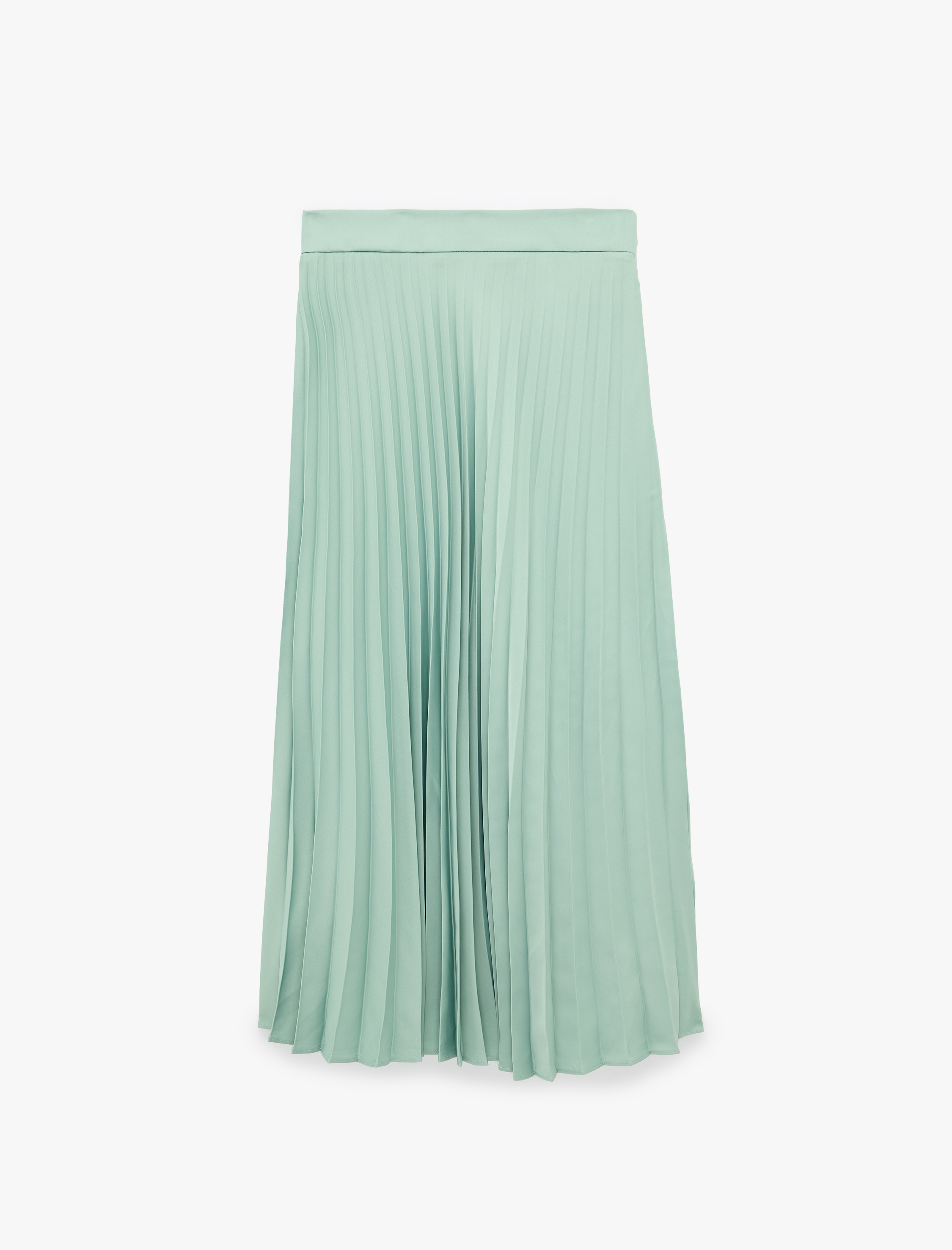   Saten Piliseli Regular Fit Maxi Etek