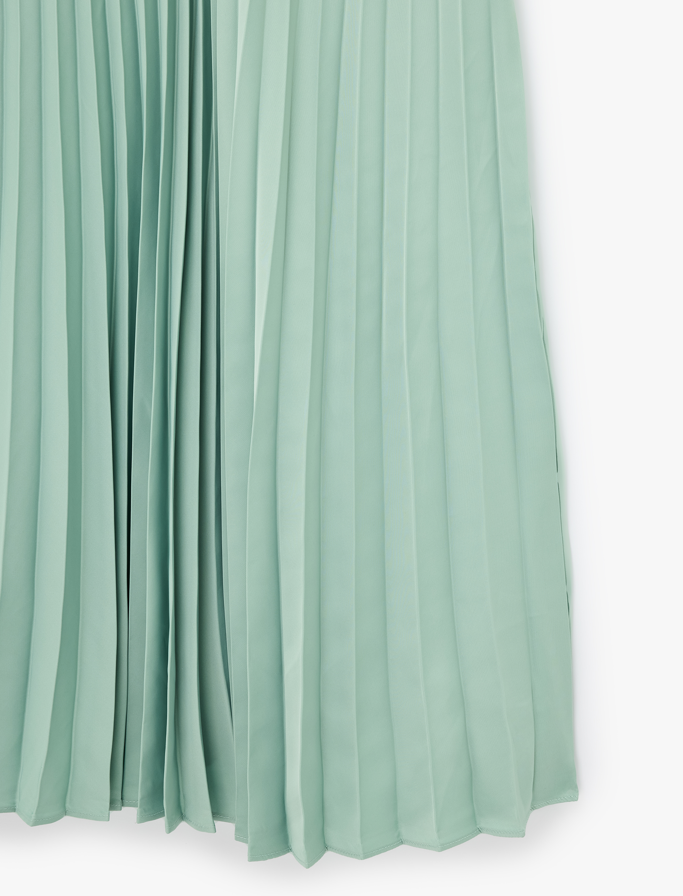   Saten Piliseli Regular Fit Maxi Etek