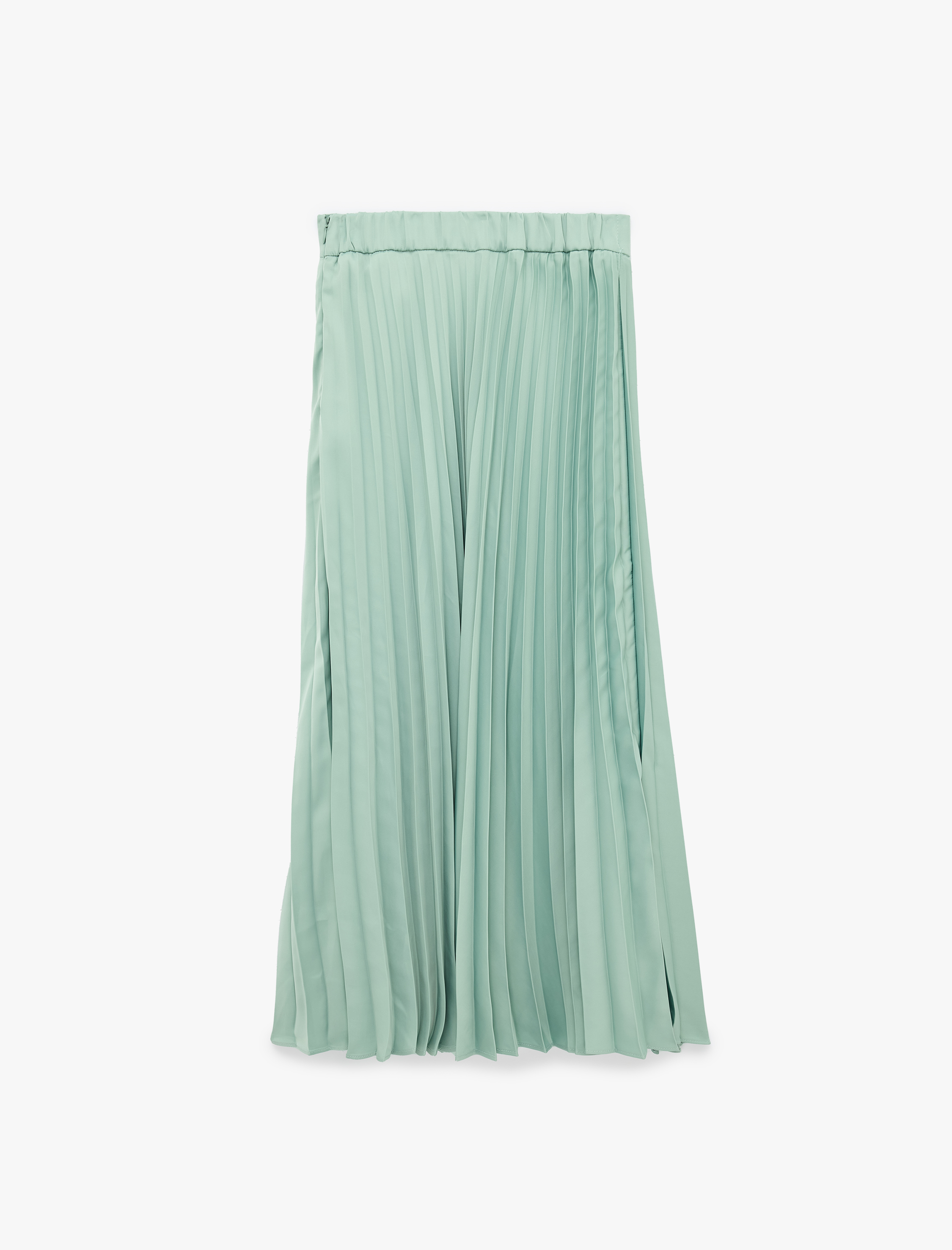   Saten Piliseli Regular Fit Maxi Etek