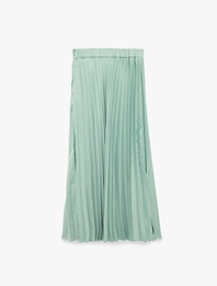 Saten Piliseli Regular Fit Maxi Etek