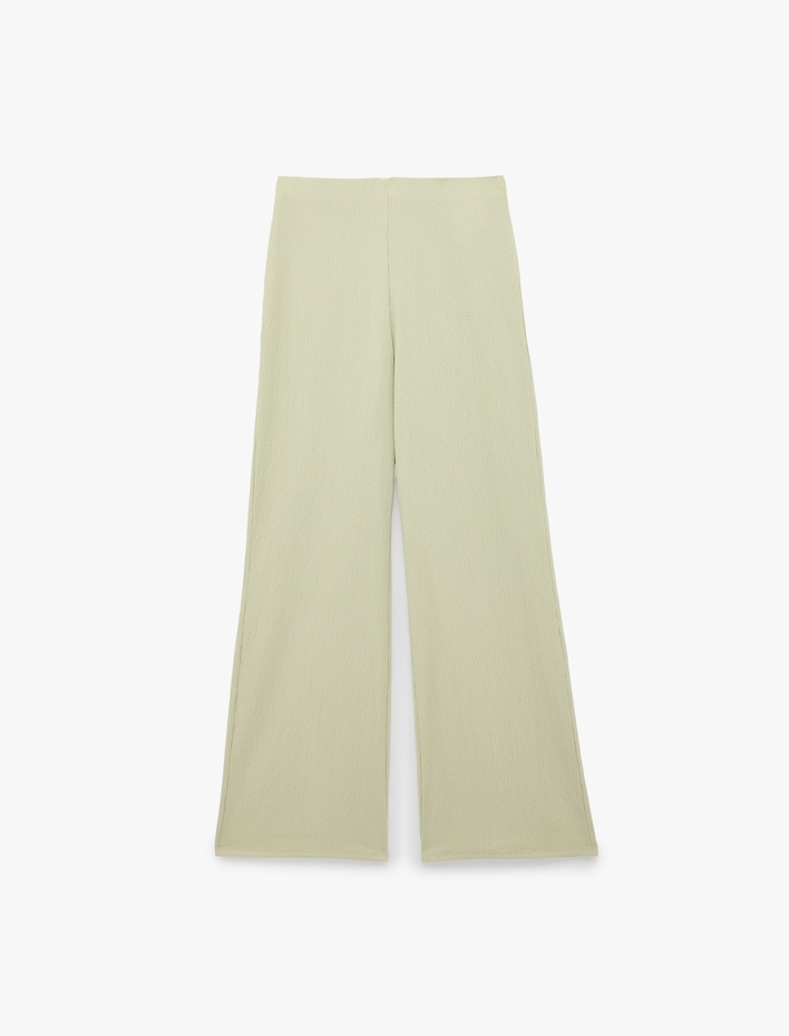  Bürümcük Kumaş Dokulu Düz Geniş Paça Pantolon