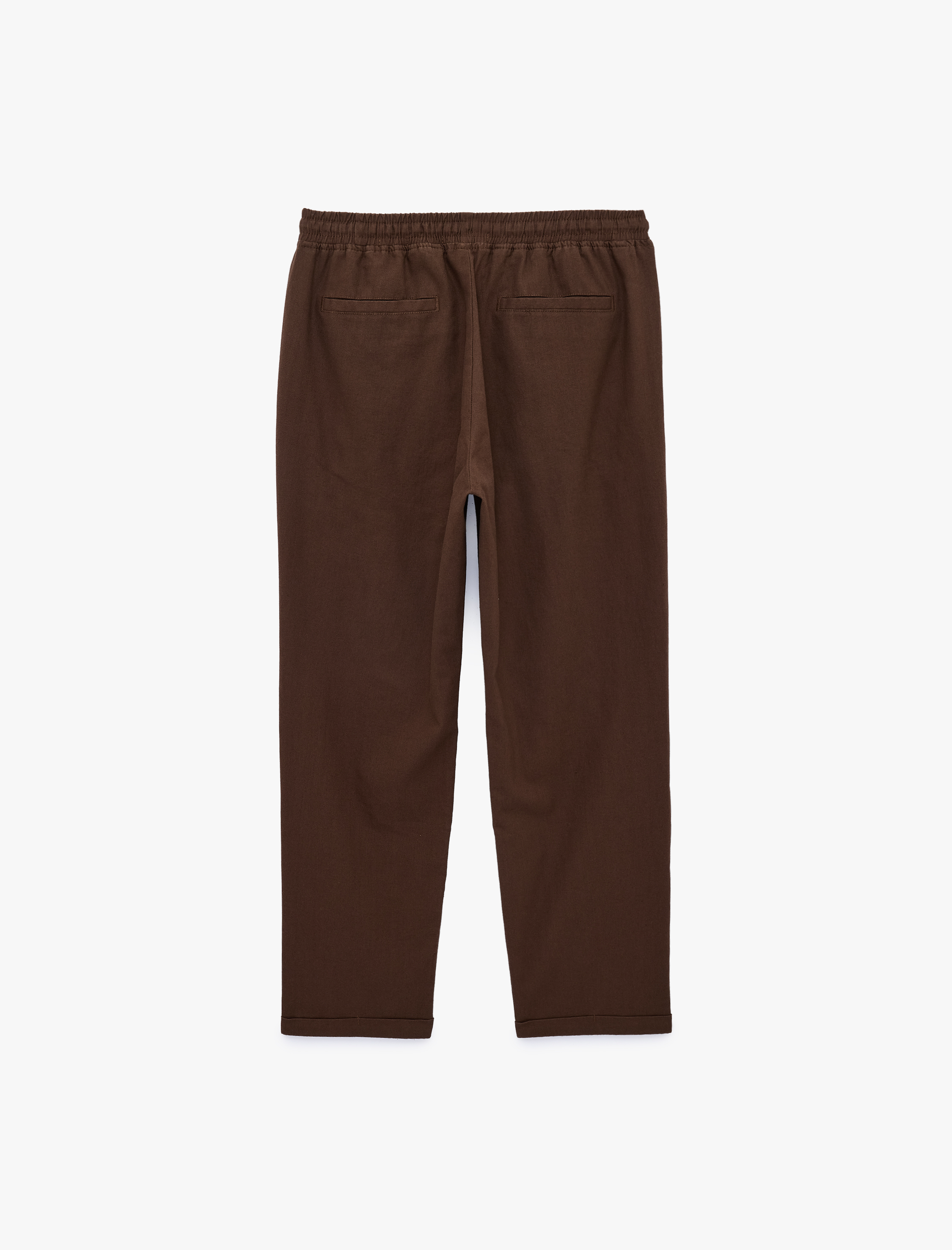   Slim Fit Keten Karışımlı Cepli Beli Lastikli Bağcıklı Pantolon