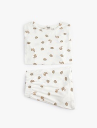 Kruvasan Baskılı Kısa Kollu Şortlu Pijama Takımı
