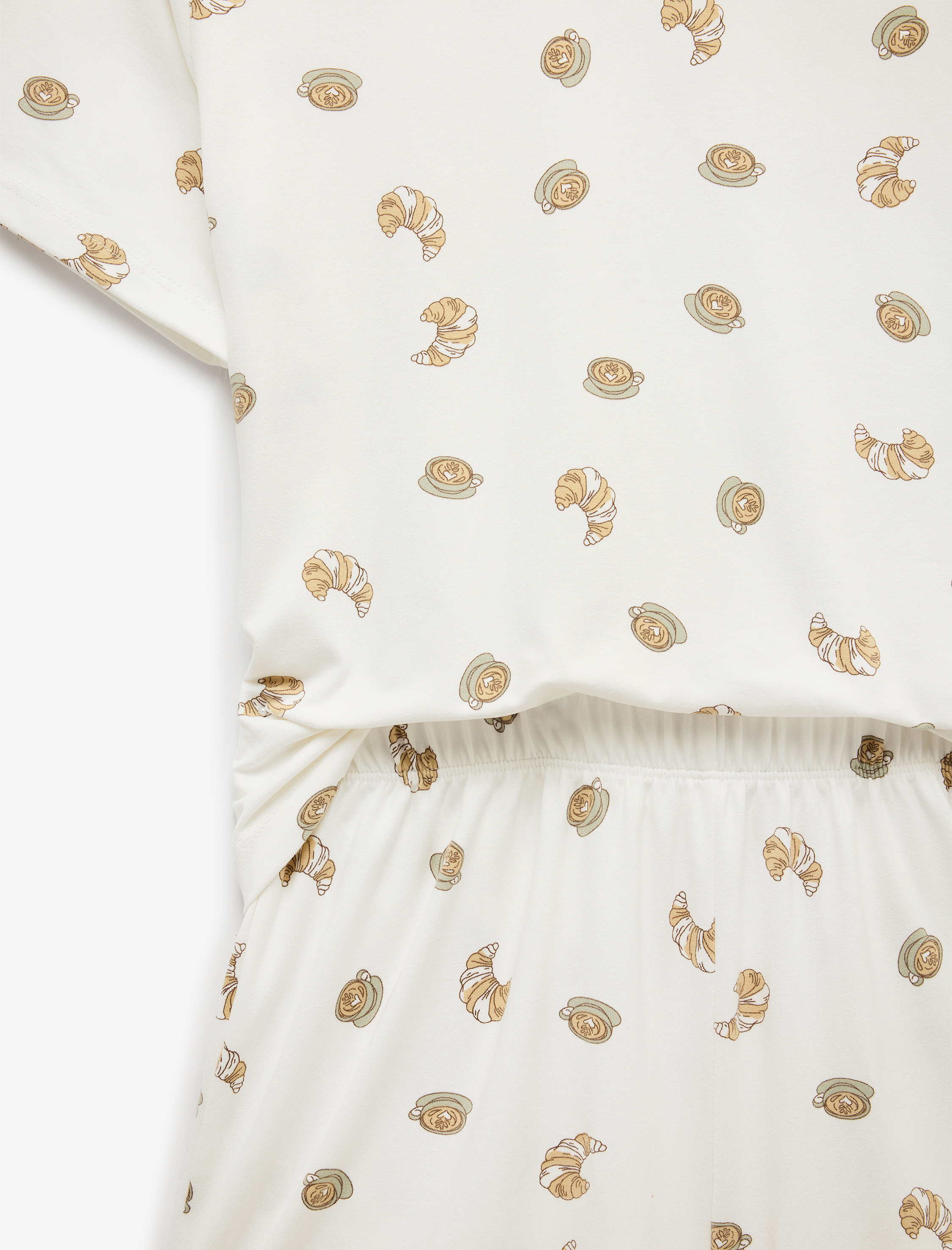   Kruvasan Baskılı Kısa Kollu Şortlu Pijama Takımı