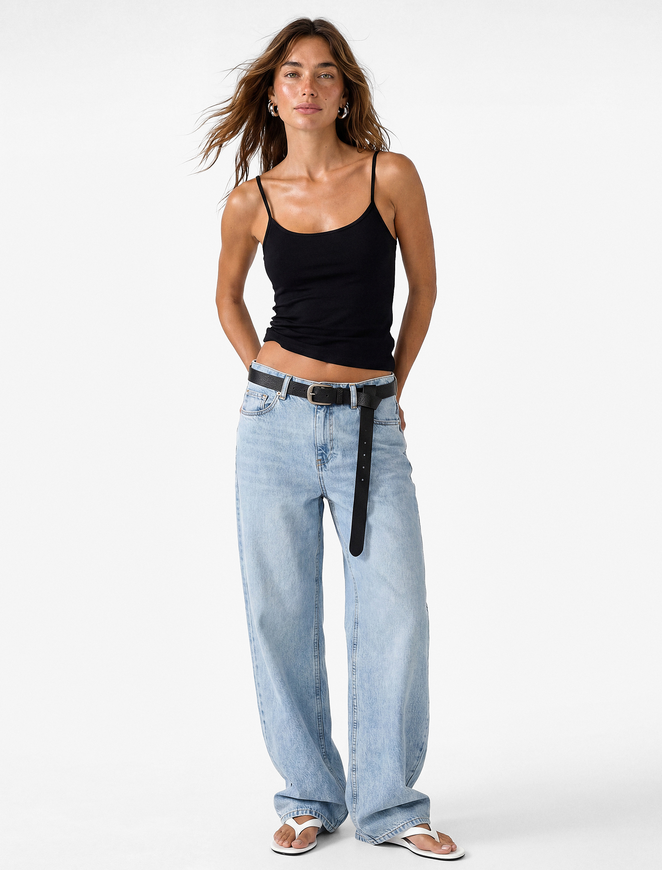   Viskon Kumaş Slim Fit 2'li Askılı Tişört Seti