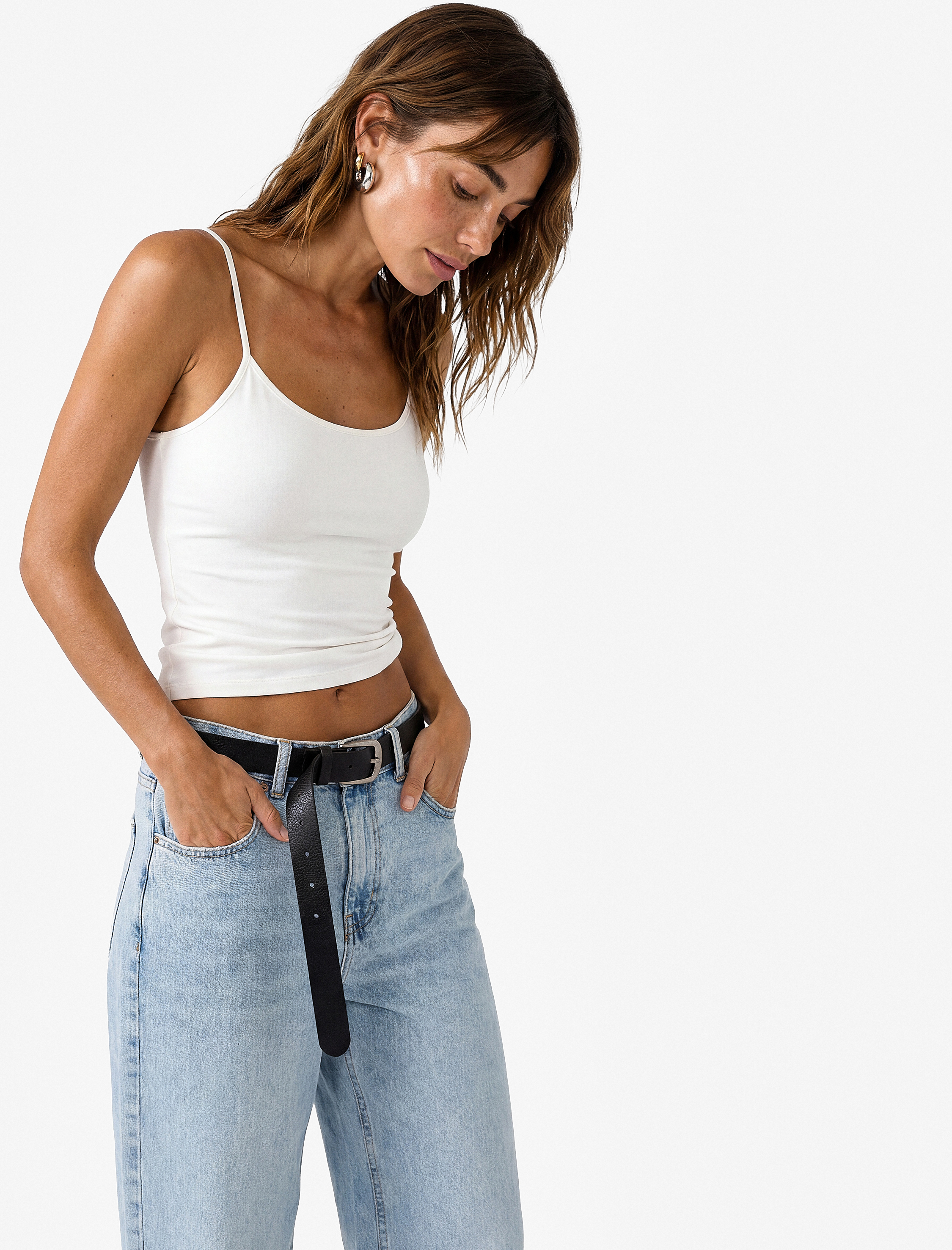   Viskon Kumaş Slim Fit 2'li Askılı Tişört Seti