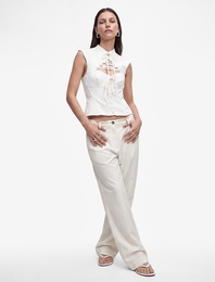 Slim Fit Kolsuz Pencere Detaylı Kalp Yaka Bağcıklı Saten Korse Büstiyer