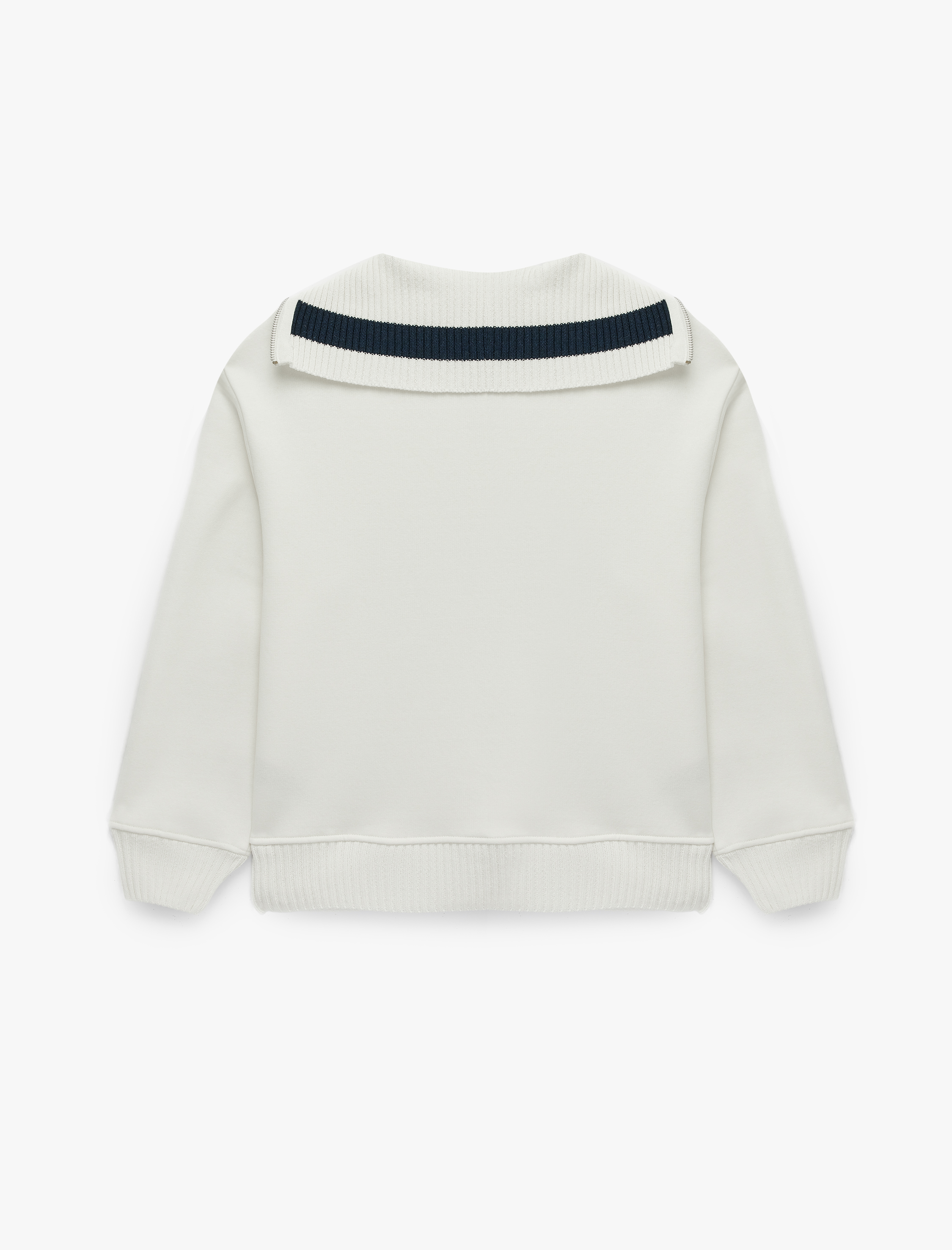   Üç İplik Şardonlu Yarım Fermuarlı Yaka Baskılı Oversize Sweatshirt