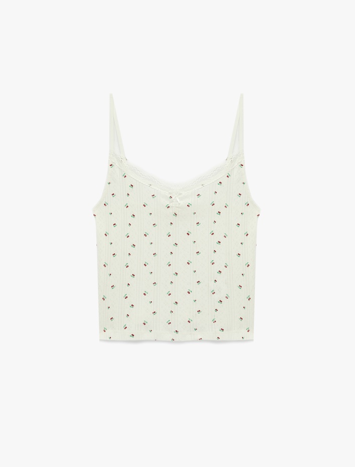  Dantel Detaylı Dokulu Rahat Kesim Pamuklu Pijama Takımı