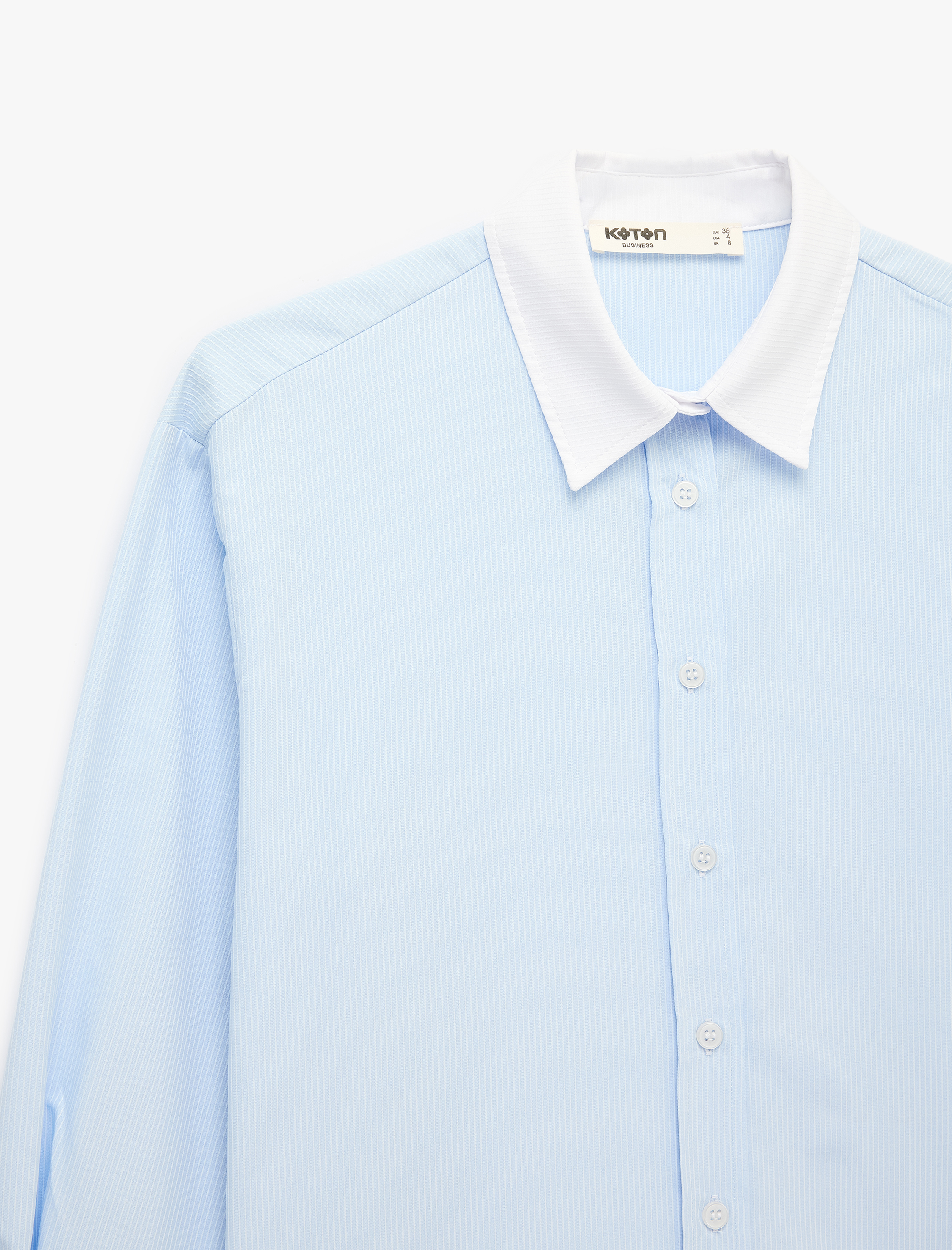   Düğmeli Slim Fit Klasik Yaka Renk Bloklu Uzun Kollu Gömlek