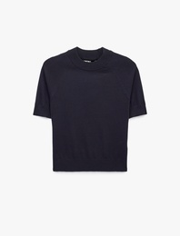 Viskon Kısa Kollu Reglan Kol Dik Yaka Triko Kazak