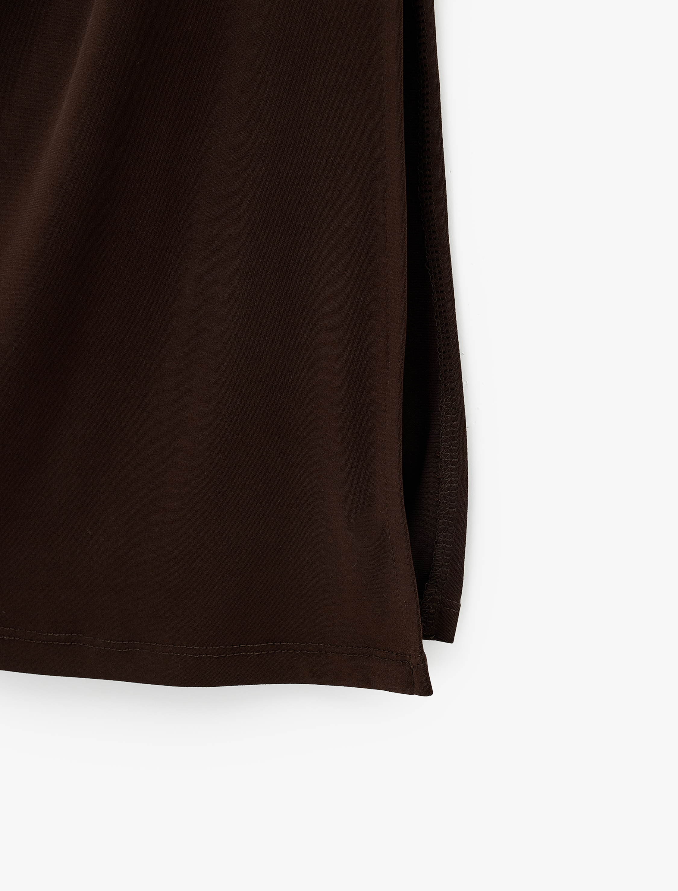   Sandy Kumaş Slim Fit Drape Detaylı Midi Etek