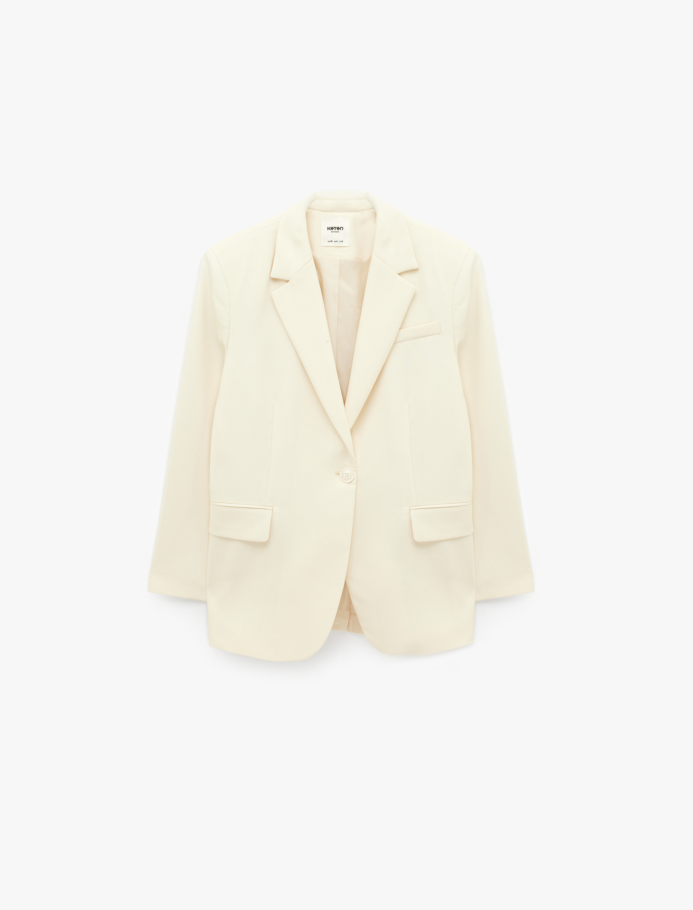   Regular Fit Uzun Kollu Cep Detaylı Düğmeli Geniş Yaka Blazer Ceket