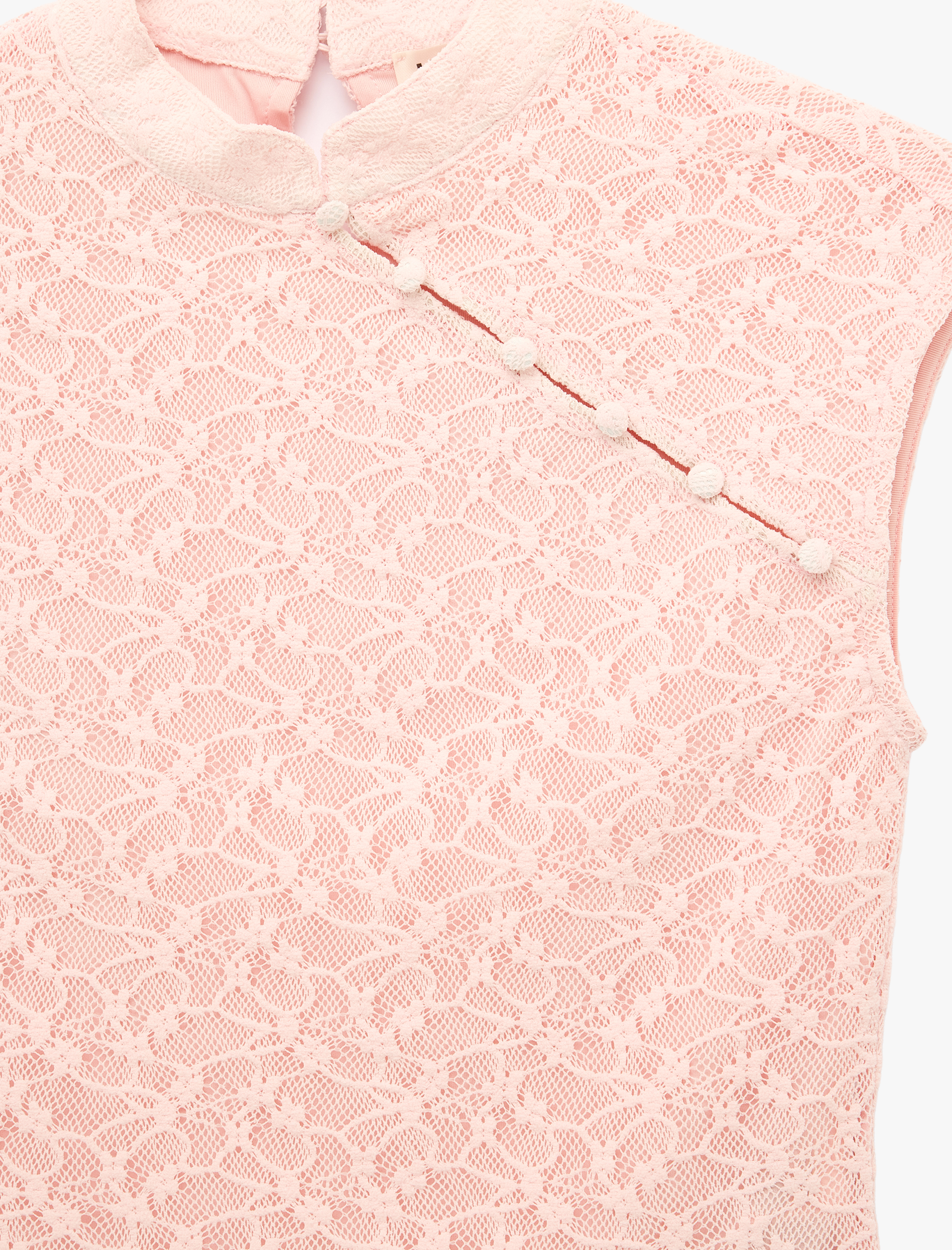   Slim Fit Kolsuz Dik Qipao Yaka Dantel Bluz