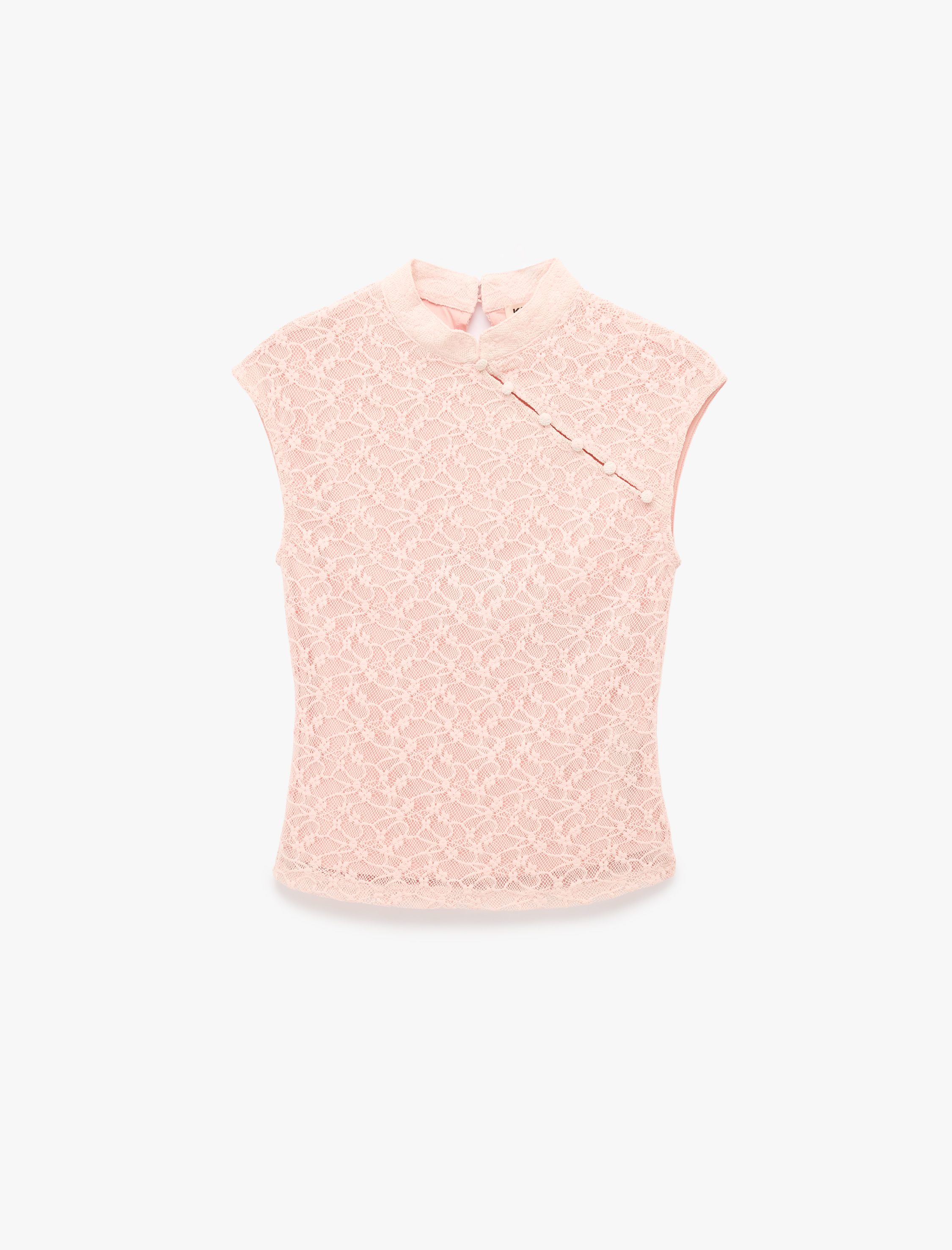  Slim Fit Kolsuz Dik Qipao Yaka Dantel Bluz