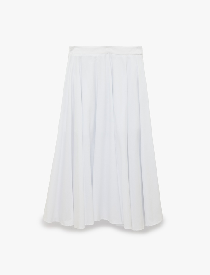  Koton X Sibil Çetinkaya - Pamuklu Cepli Poplin Kloş Midi Etek
