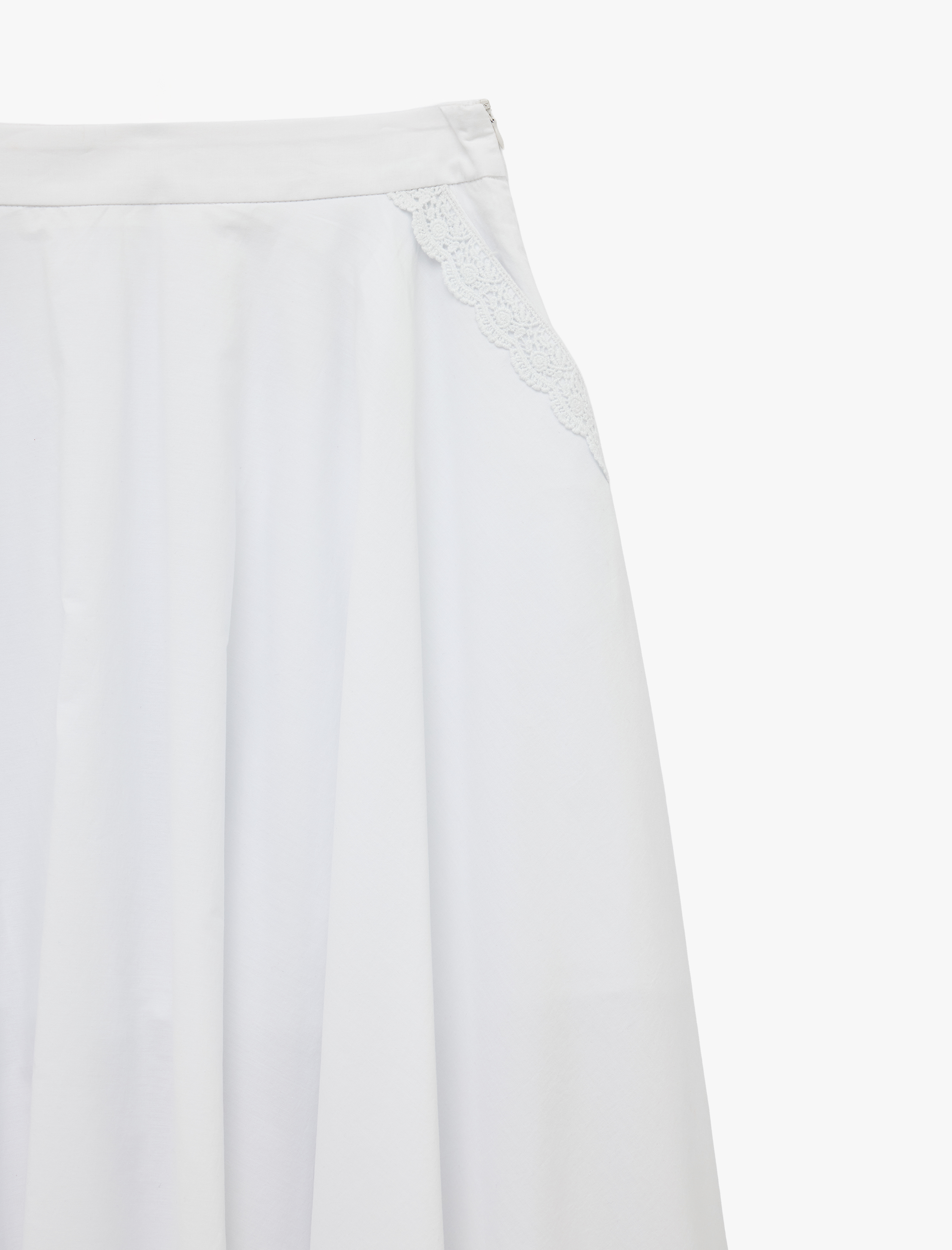   Koton X Sibil Çetinkaya - Pamuklu Cepli Poplin Kloş Midi Etek