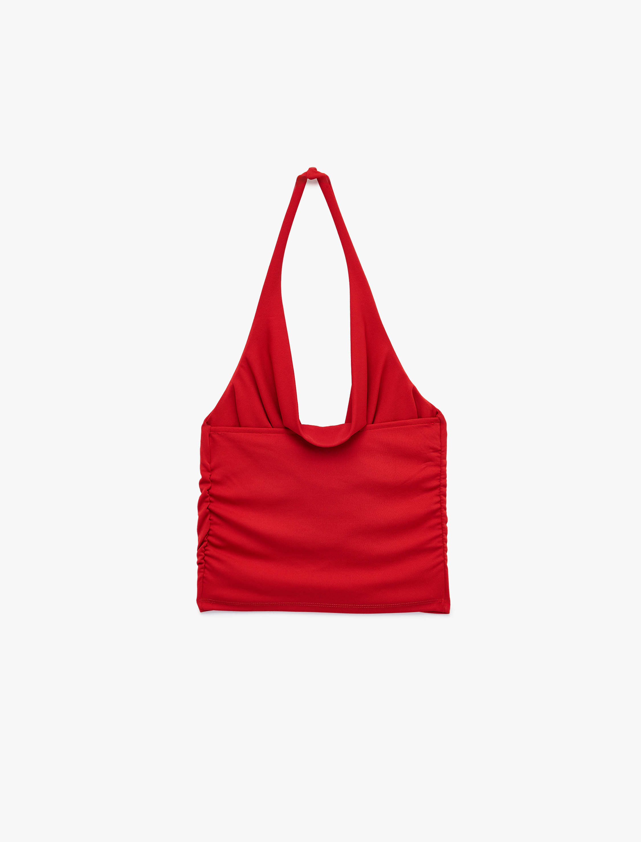   Kolsuz Degaje Yaka Slim Fit Crop Bluz