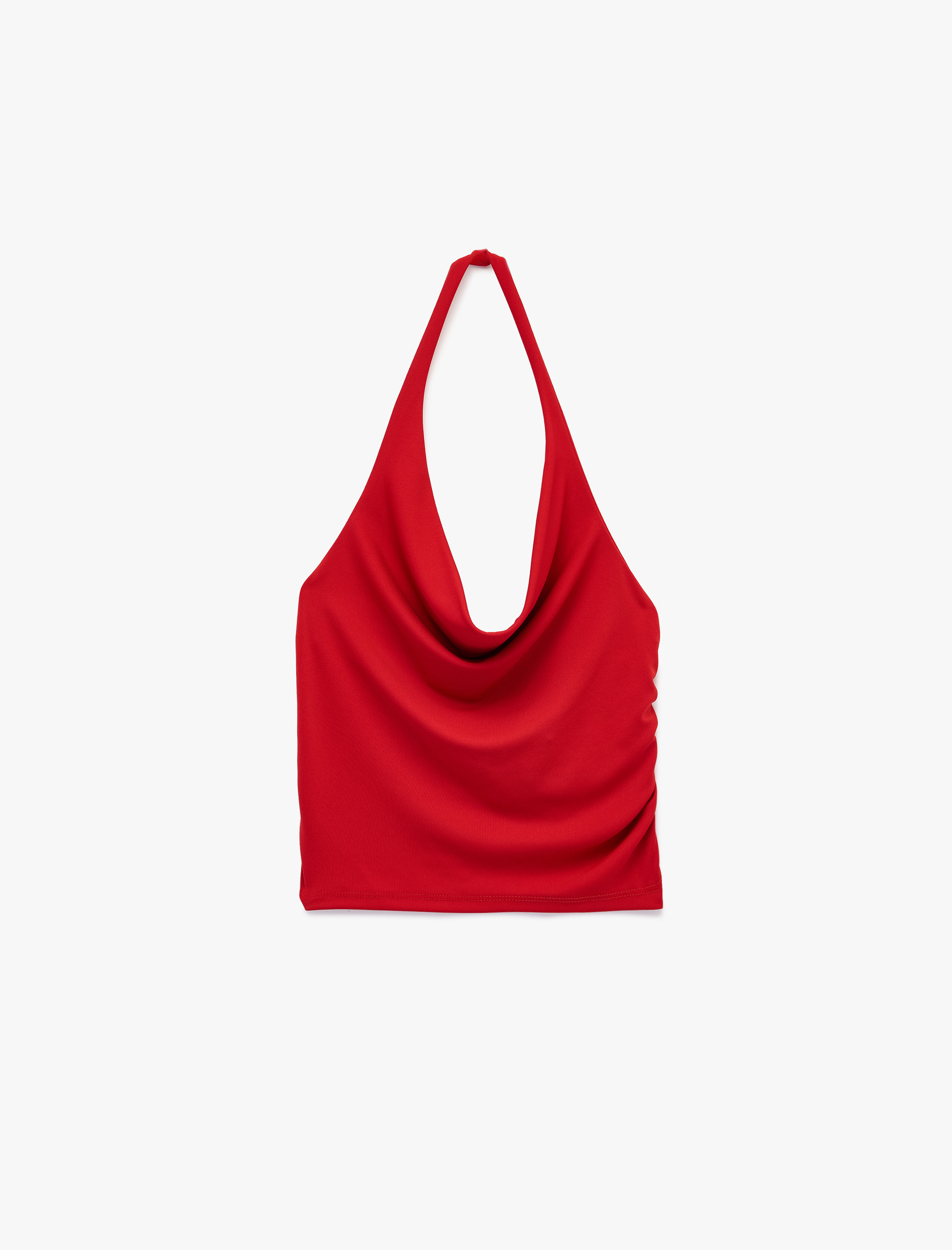   Kolsuz Degaje Yaka Slim Fit Crop Bluz
