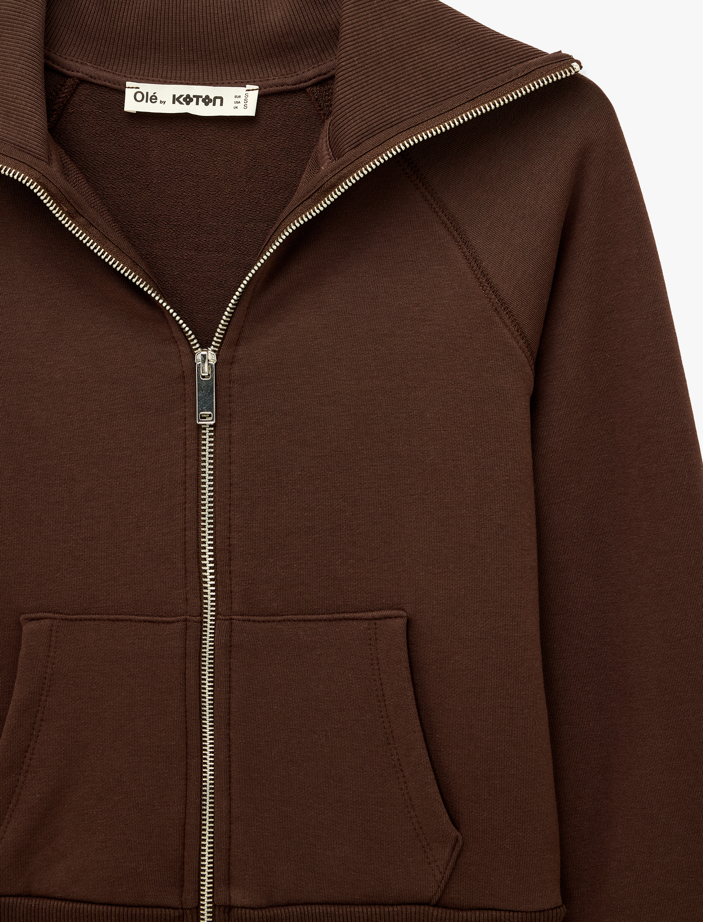   Pamuklu Uzun Kollu Cep Detaylı Slim Fit Fermuarlı Sweatshirt