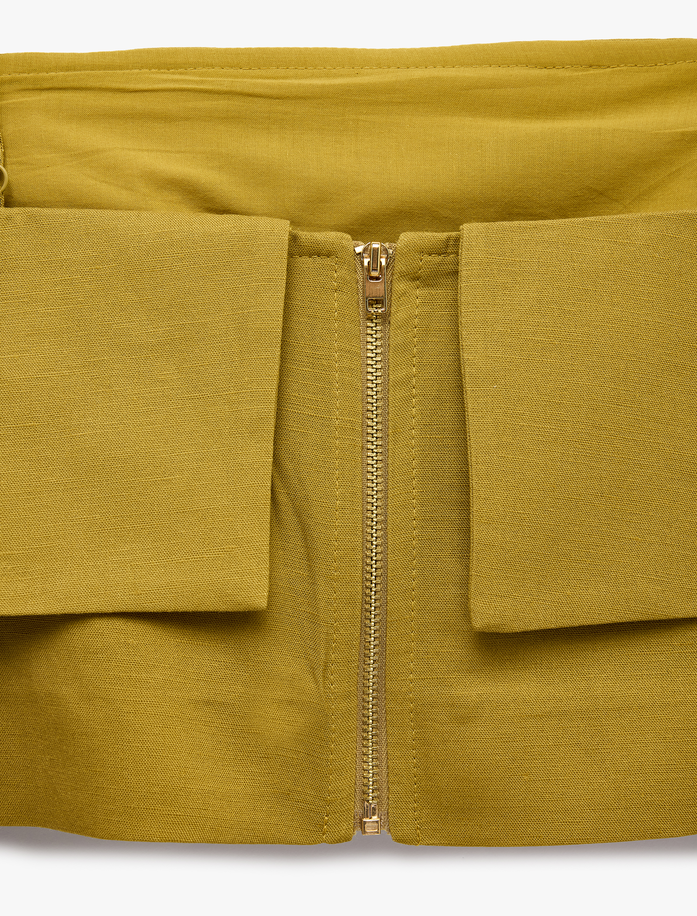   Regular Fit İp Askılı Kolsuz Crop Keten Bluz